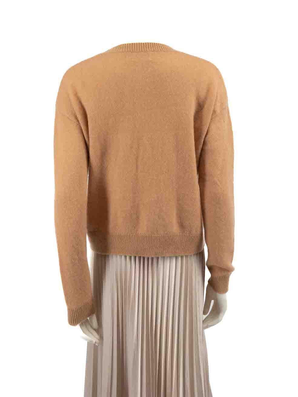 FROM FUTURE Brown Cashmere Knit Graphic Jumper Size S In New Condition For Sale In London, GB