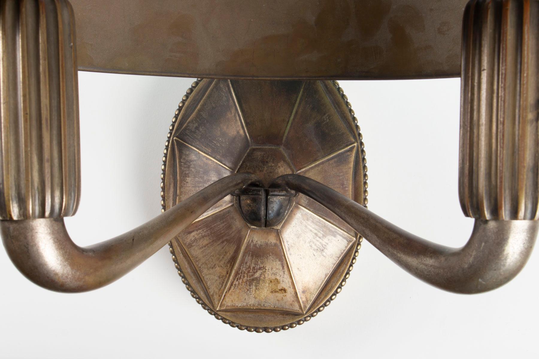 Bronze from Jacques-Emile Ruhlmann Wall Lamp, 1930, Decorative Art
