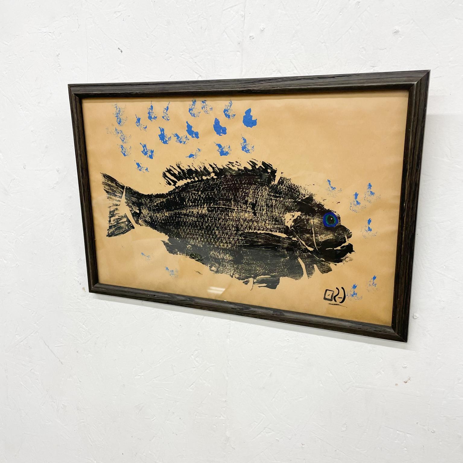 Art
From Japan Abstract Koi Fish ink on paper painting signed by Japanese artist.
Framed is wood.
Measures: 19 W x 12.63 H x .75 thick inches
Preowned original unrestored vintage condition. 
See images provided.
  