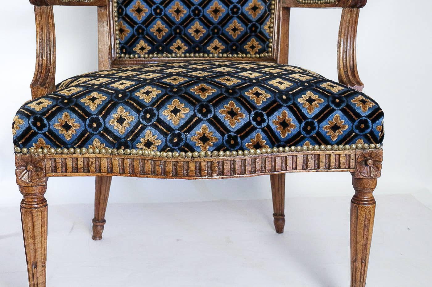 Hand-Carved From Provence Fantastic Pair of Armchairs in Hand Carved Walnut For Sale