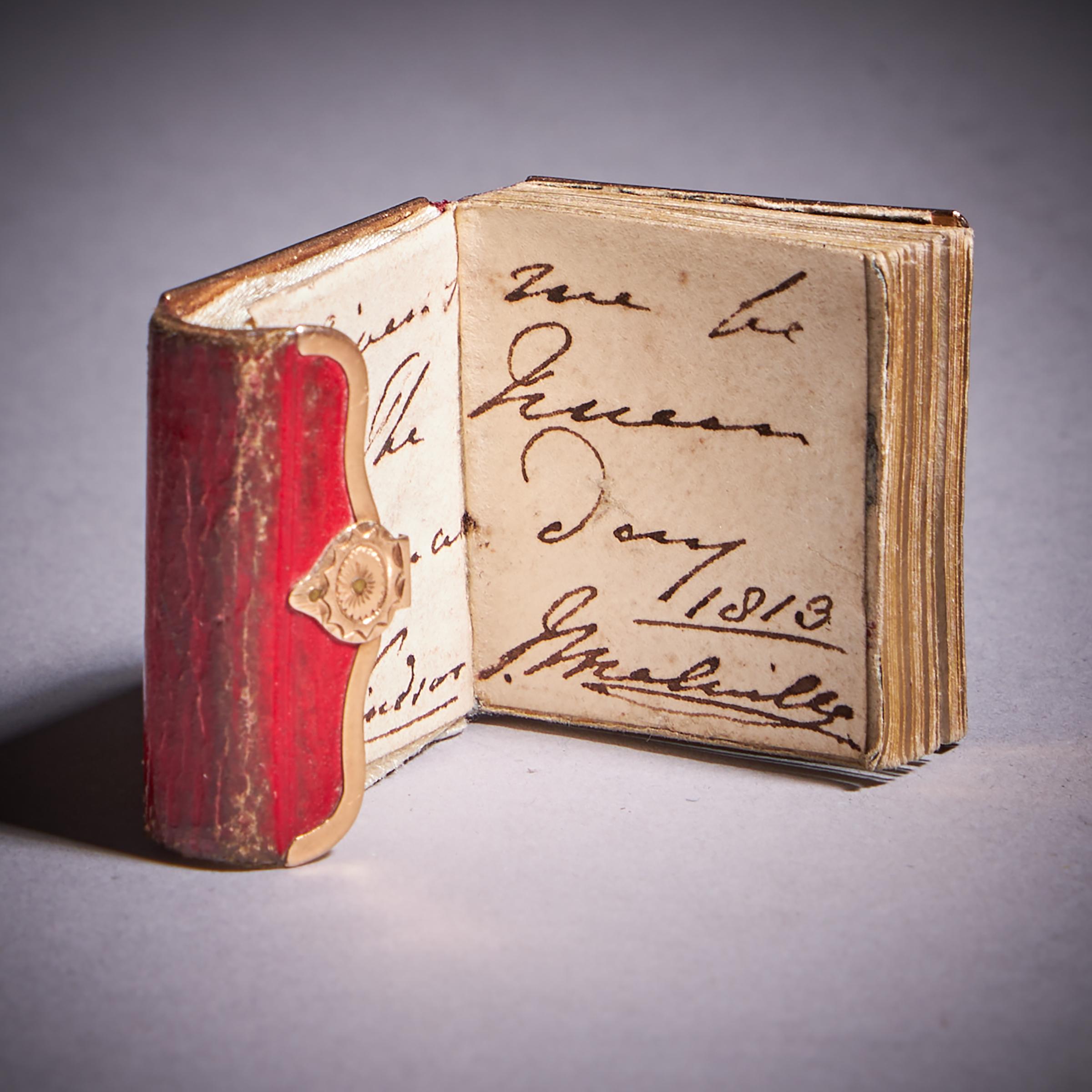 From Queen Charlotte, A Rare Miniature Gold Mounted George III Almanac, 1817 en vente 4
