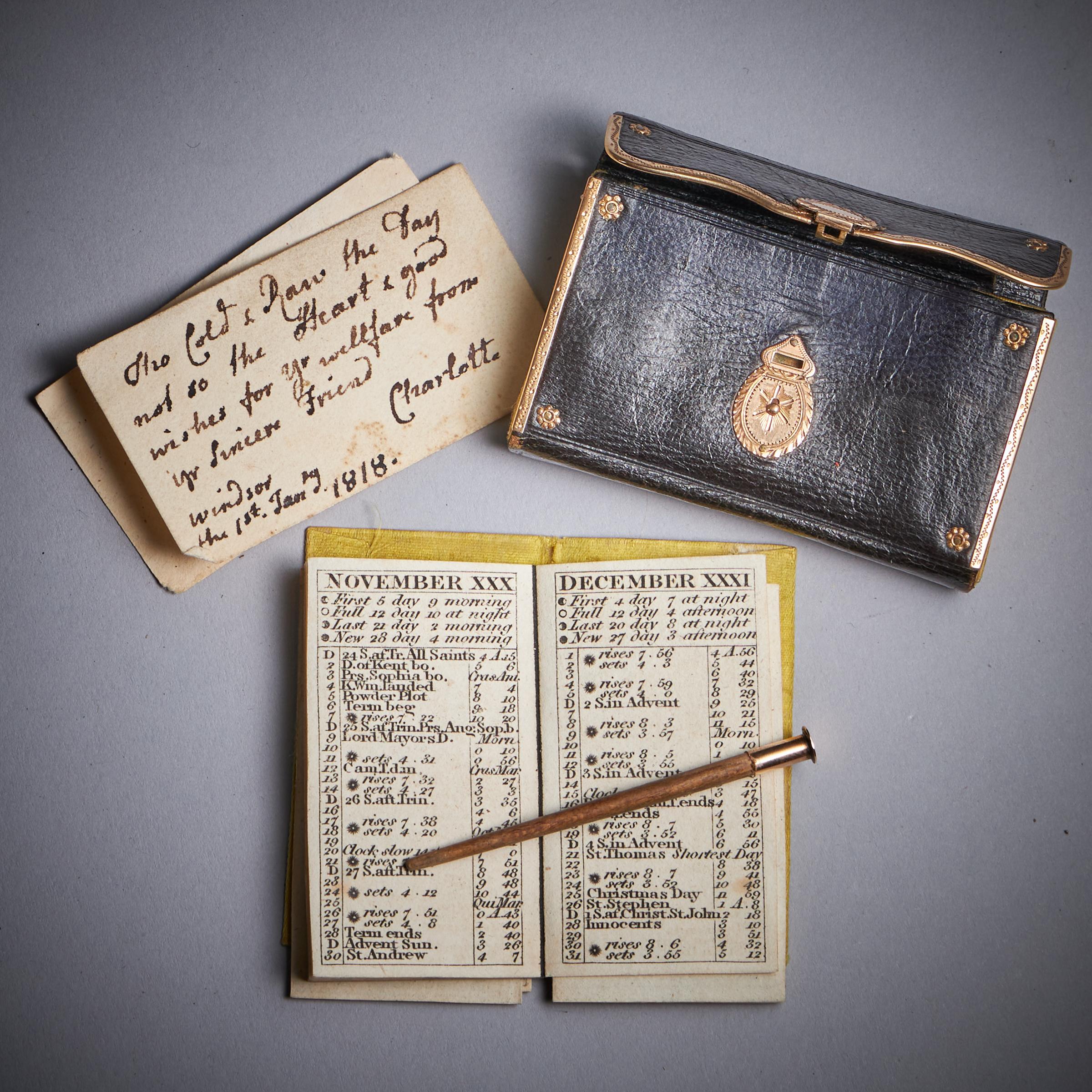 Von Königin Charlotte, eine seltene Miniature Gold montiert George III Almanach im Angebot 1