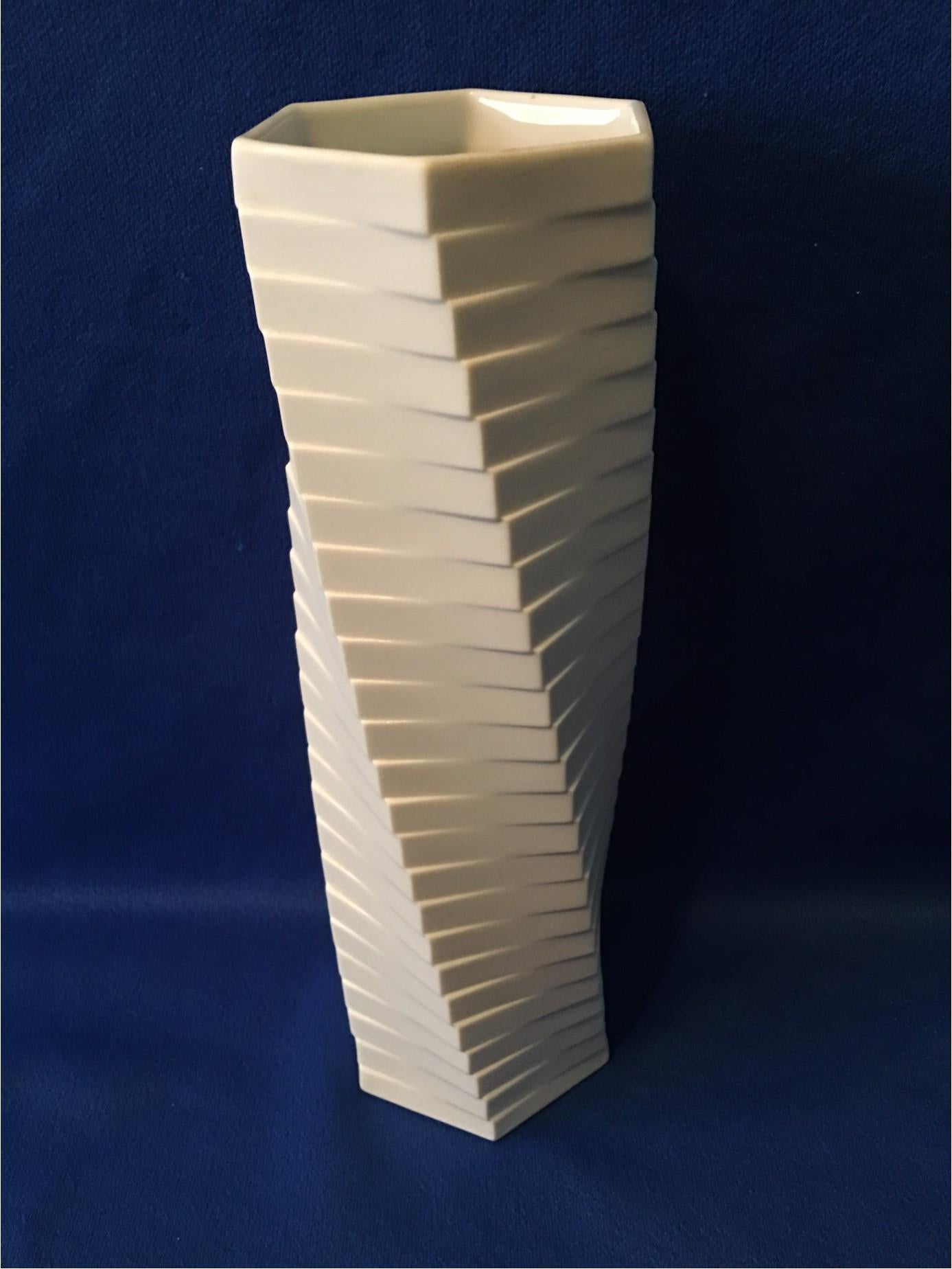 German from Rosenthal Studio Geometric White Matt Vase Pisa by Werner Uhl For Sale