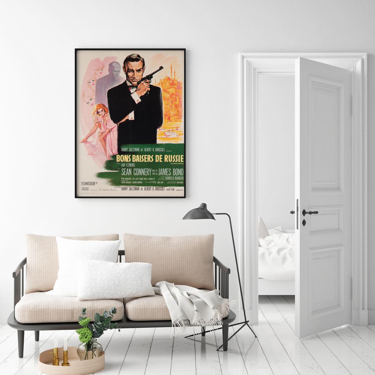 Simply wonderful first-year-of-release French Moyenne for classic Bond From Russia With Love. We adore Boris Grinsson's design and colours on this beautiful poster.

In Sean Connery’s second outing as Bond, James Bond he willingly falls into an
