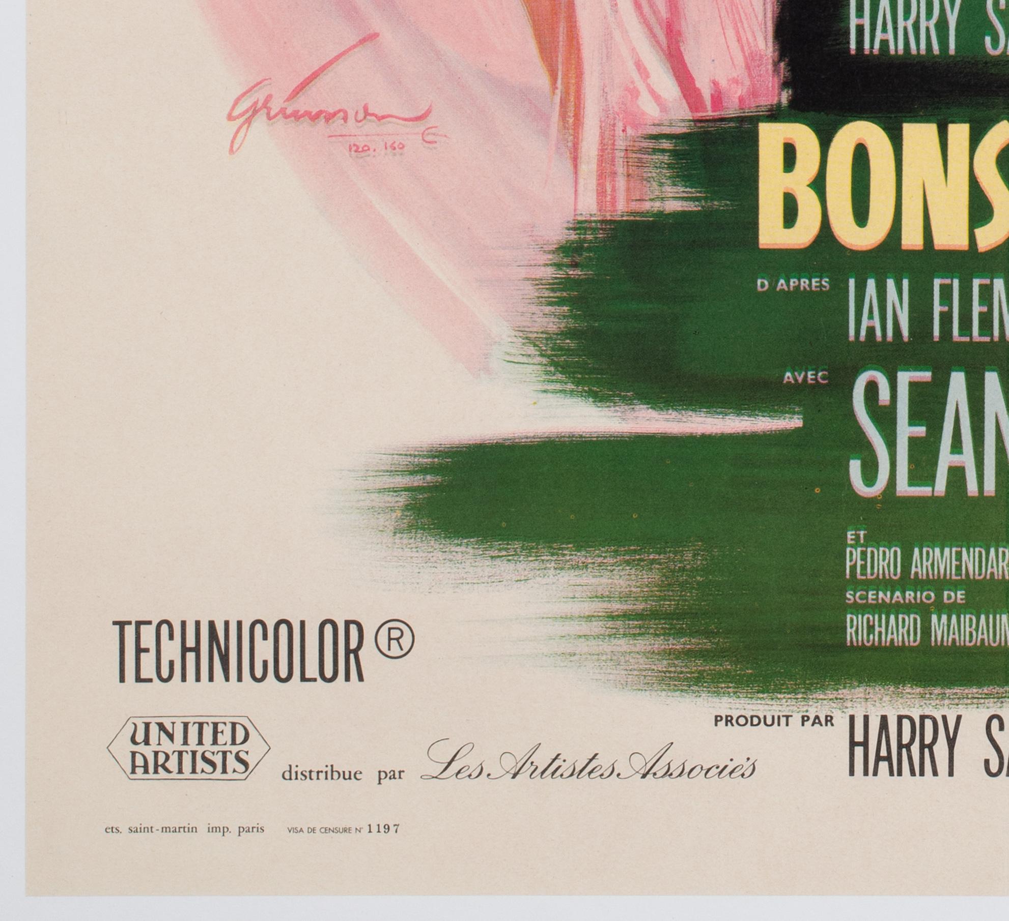 FROM RUSSIA WITH LOVE  1964 1st Print French Moyenne Film Poster, BORIS GRINSSON For Sale 2