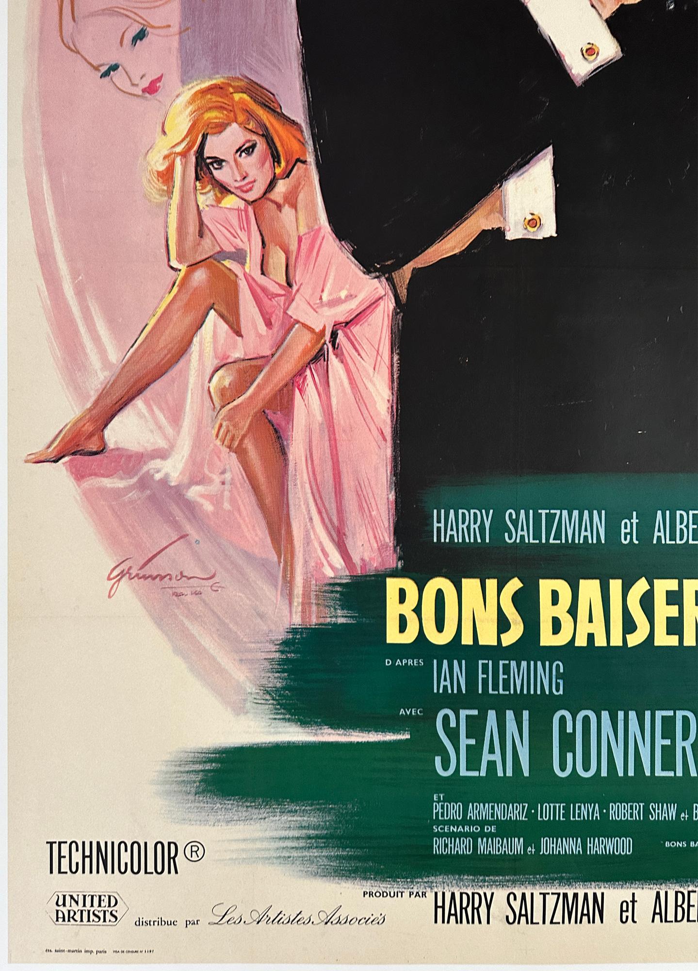 Linen FROM RUSSIA WITH LOVE  1964 French Grande Film Movie Poster, BORIS GRINSSON For Sale