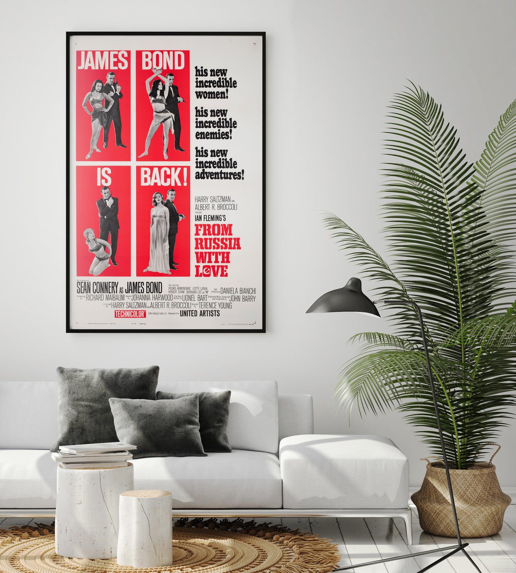 From Russia With Love, one of the most thrilling and action-packed Bond flicks, and reputedly Connery's favourite. The bold and cheeky artwork on the Style B poster makes it our favourite US version.

This original vintage movie poster was folded