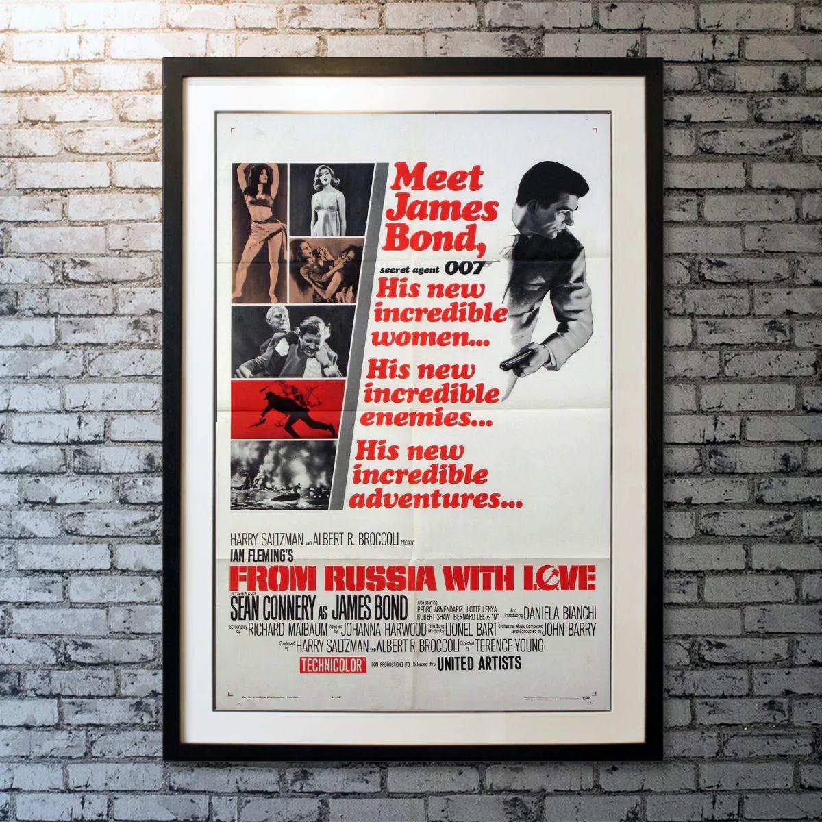 From Russia with love, Unframed Poster, 1964

Original One Sheet (27 X 41 Inches). Agent 007 (Sean Connery) is back in the second installment of the James Bond series, this time battling a secret crime organization known as SPECTRE. Russians Rosa