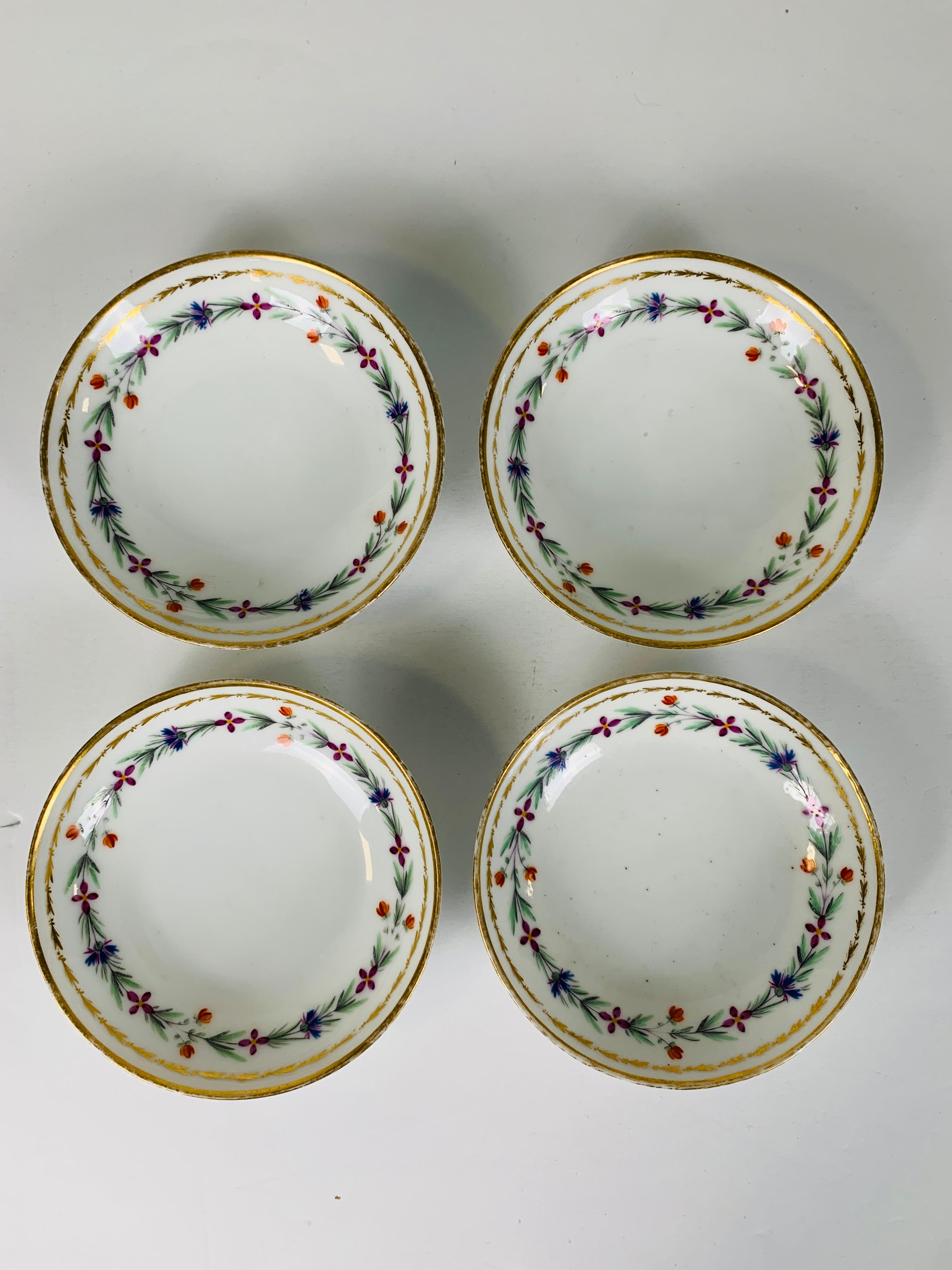 Louis XVI From the Collection of Mario Buatta 4 Sprig Decorated 18th C Porcelain Saucers