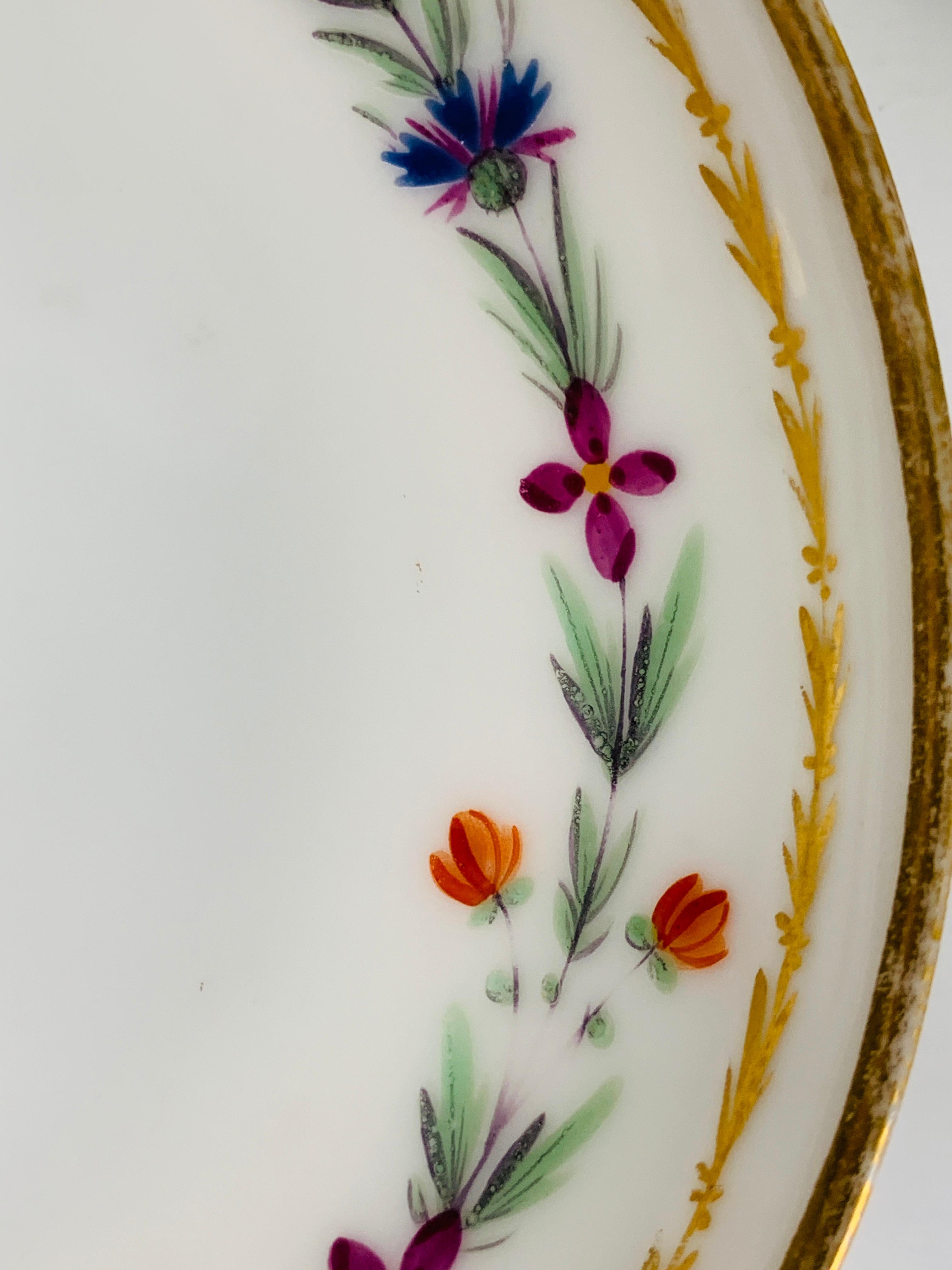 Hand-Painted From the Collection of Mario Buatta 4 Sprig Decorated 18th C Porcelain Saucers