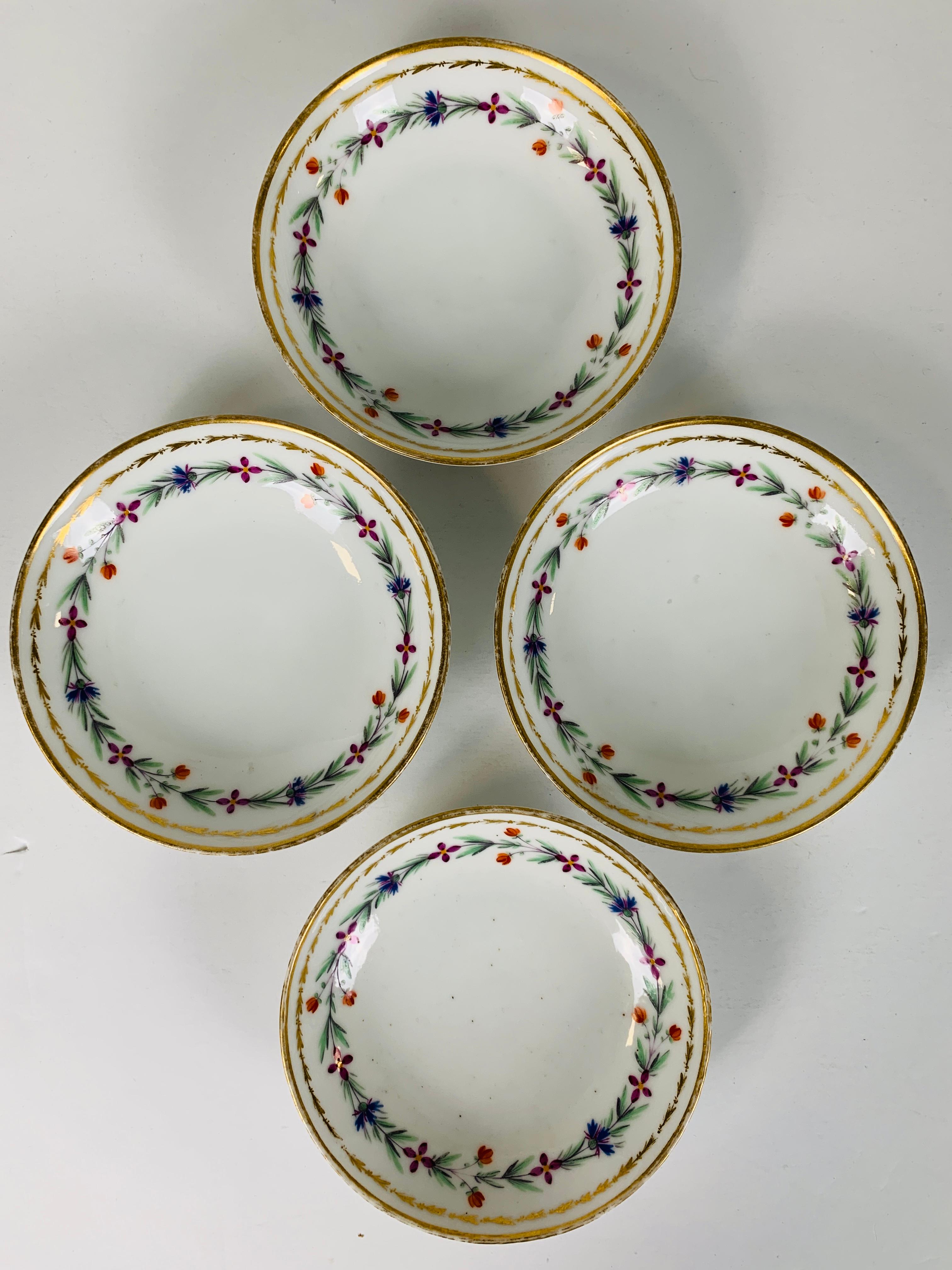 From the Collection of Mario Buatta 4 Sprig Decorated 18th C Porcelain Saucers 1