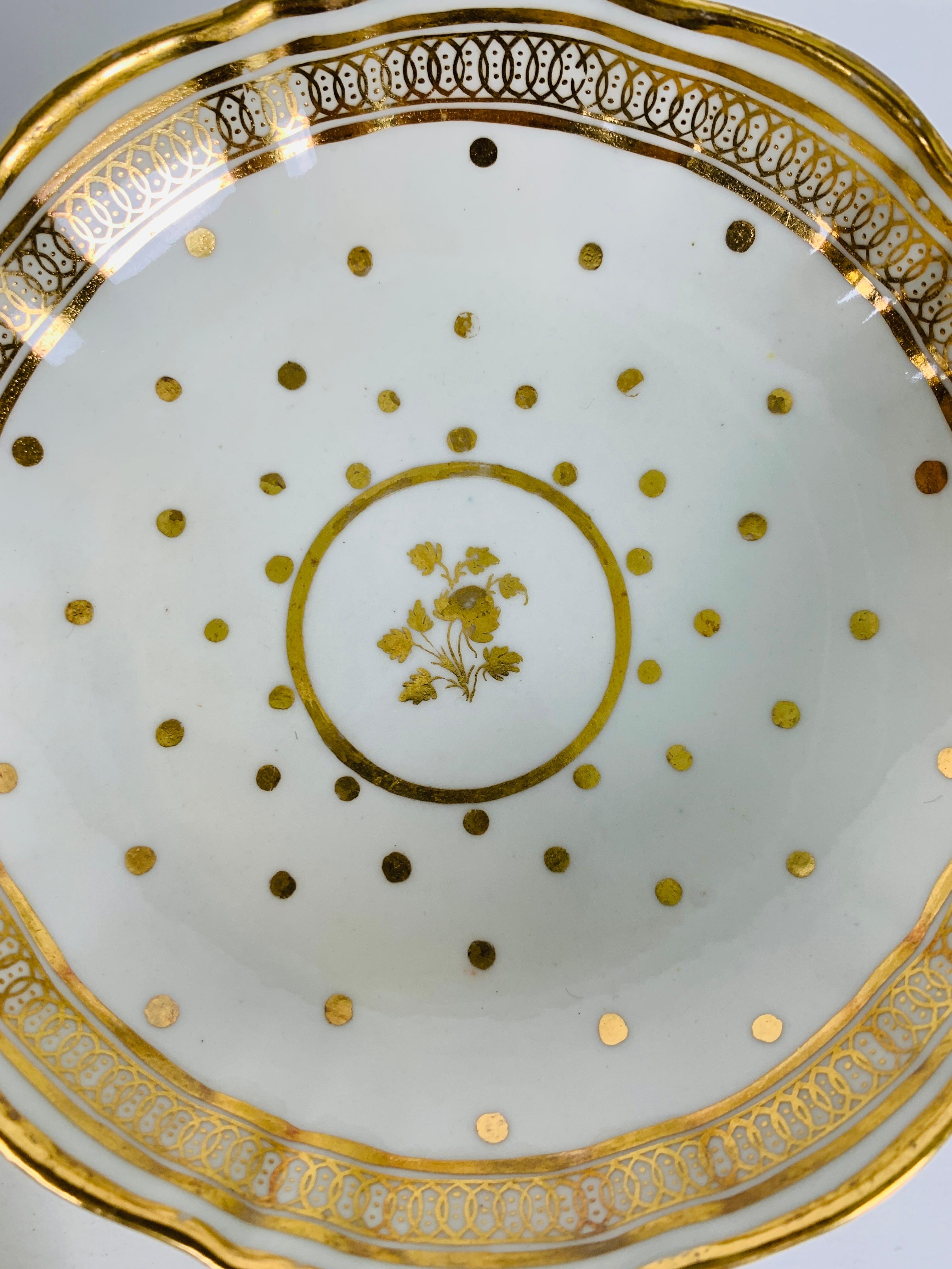 Hand-Painted From the Collection of Mario Buatta 5 Worcester White and Gold Saucers