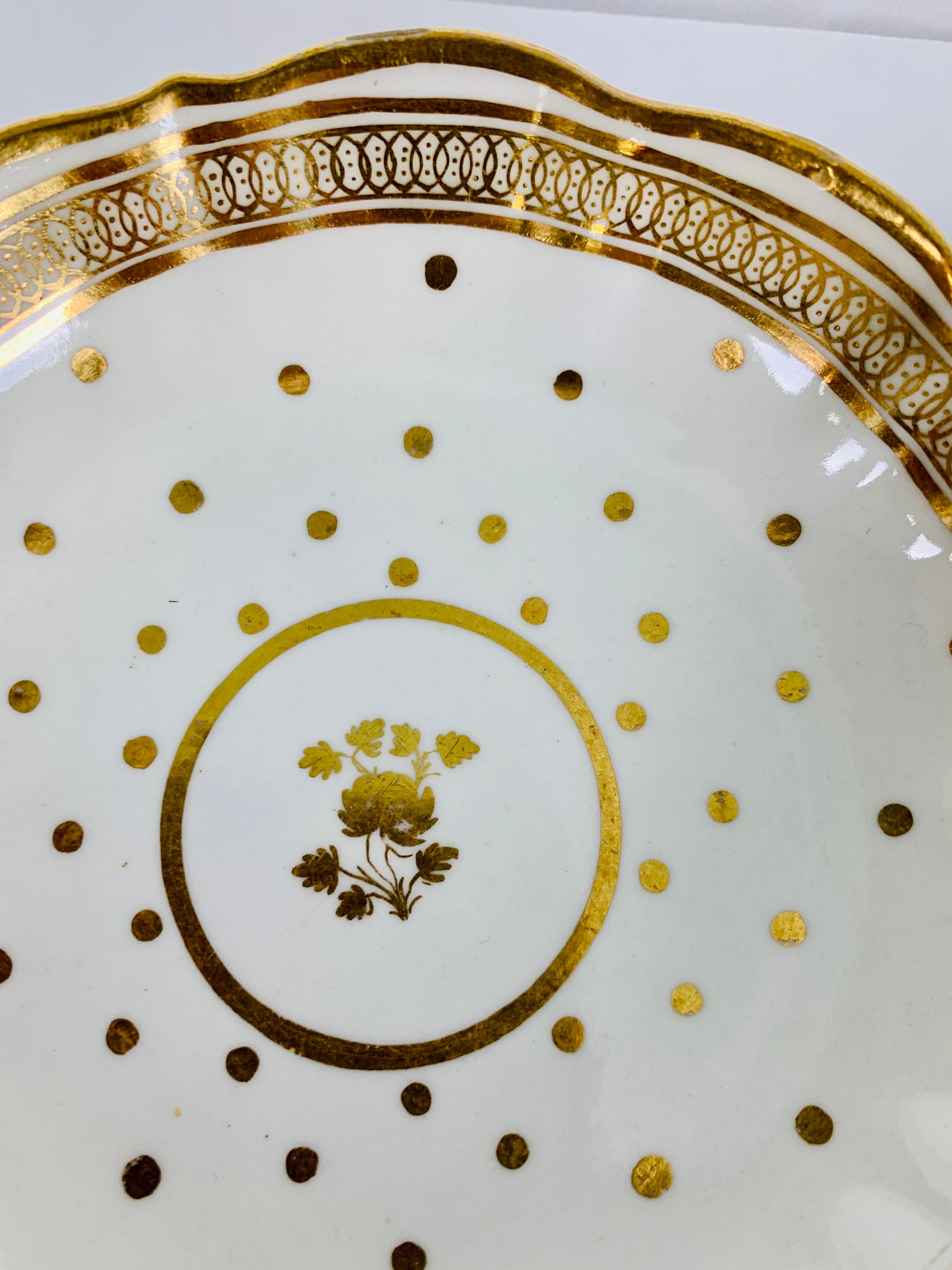 19th Century From the Collection of Mario Buatta 5 Worcester White and Gold Saucers