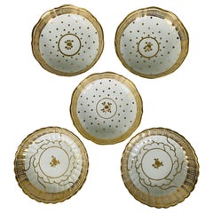 From the Collection of Mario Buatta 5 Worcester White and Gold Saucers