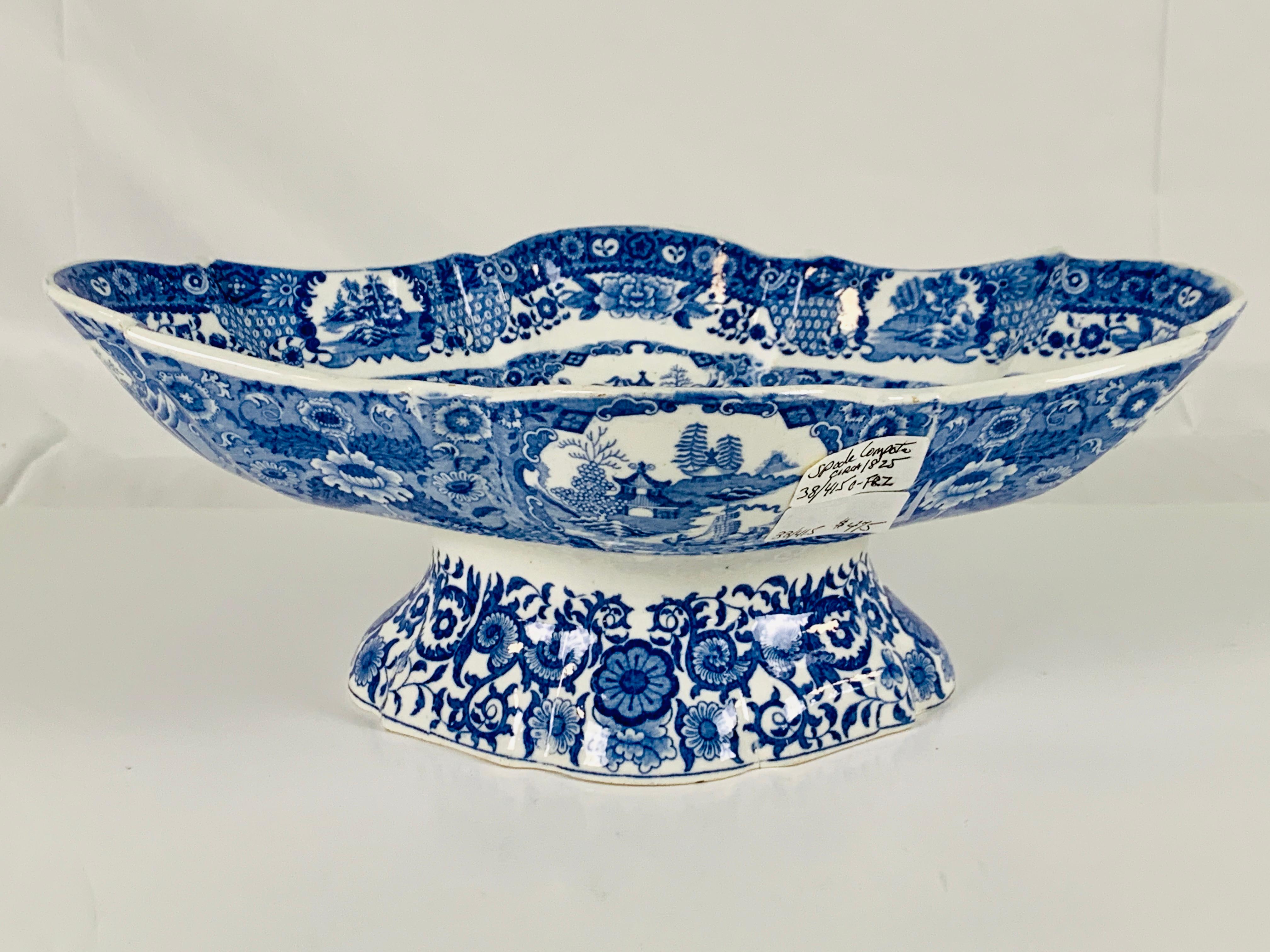 Provenance: The Private Collection of Mario Buatta
We purchased this fruit stand from the estate of Mario Buatta.
Mario loved intense blue and white. 
Made by Spode circa 1820 this 