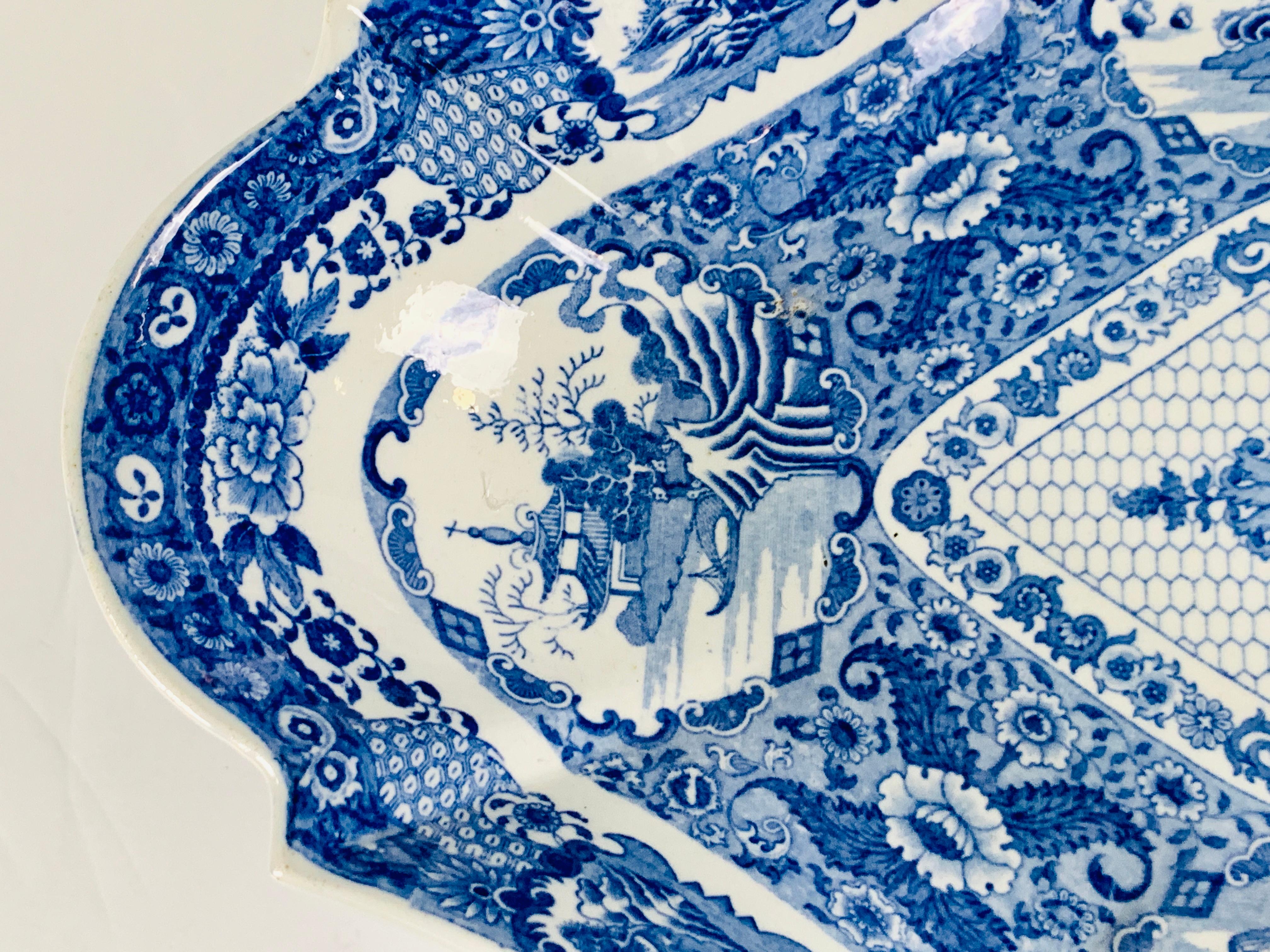 19th Century From the Collection of Mario Buatta a Blue and White Staffordshire Fruit Stand