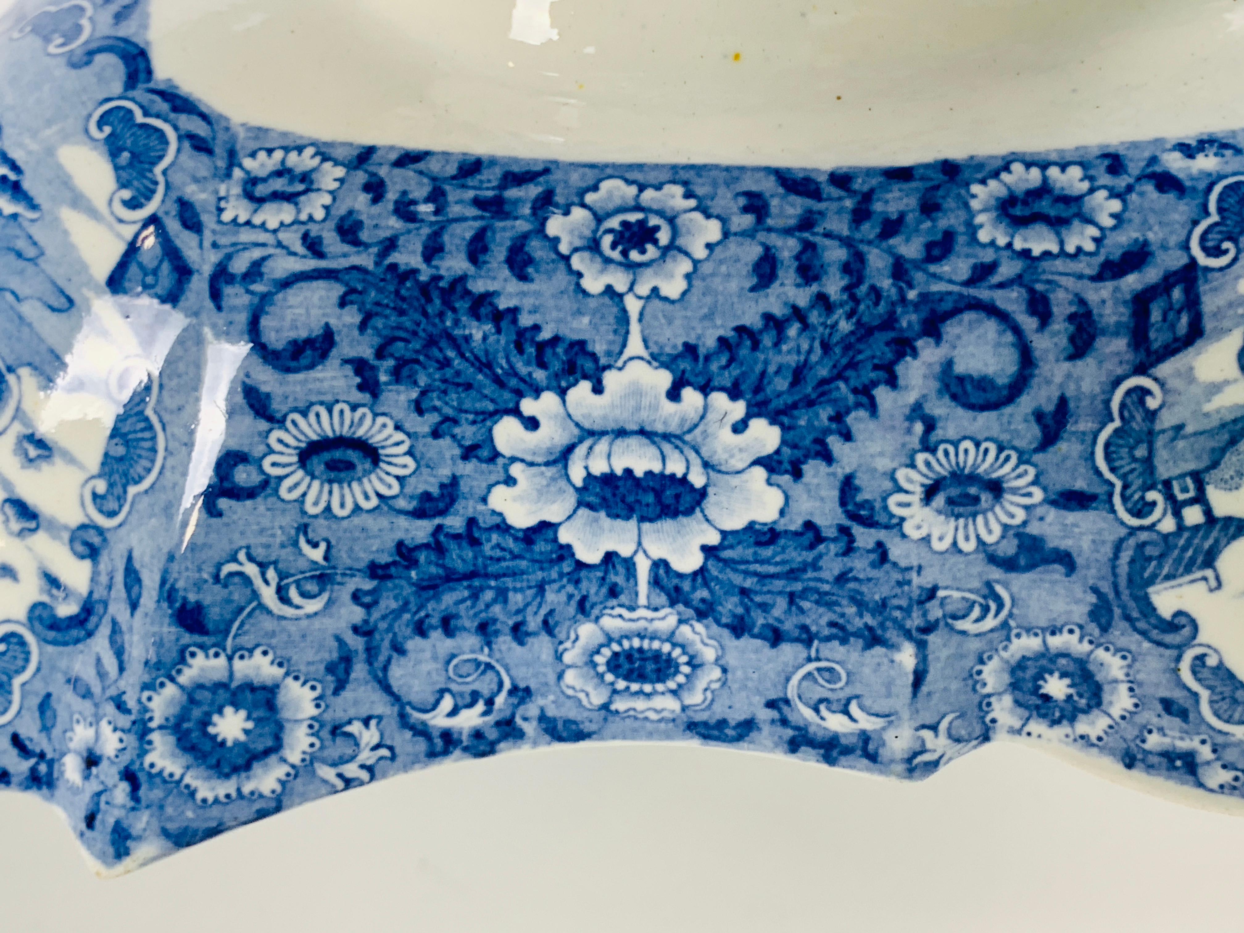 From the Collection of Mario Buatta a Blue and White Staffordshire Fruit Stand 1