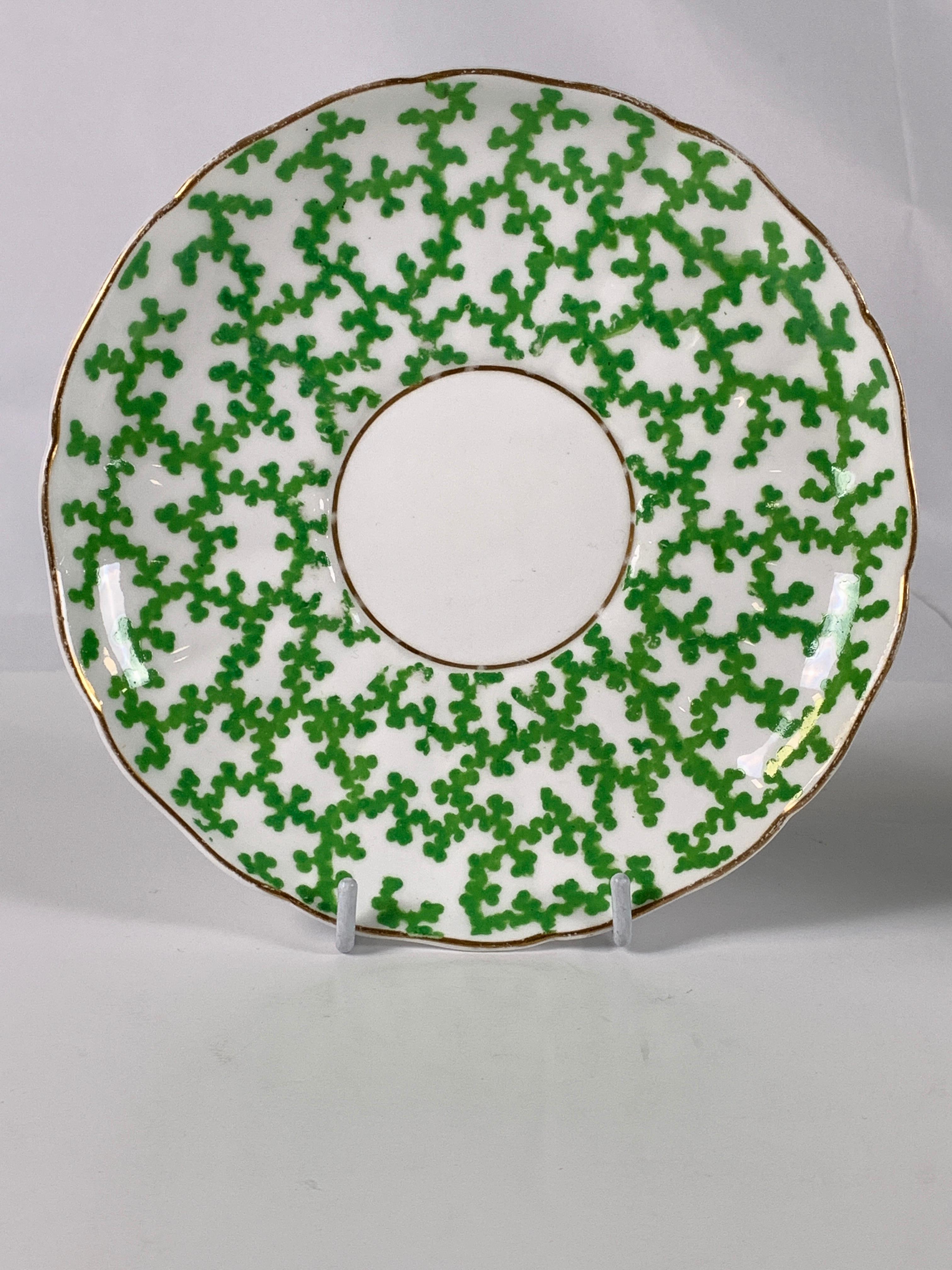 Provenance: The Private Collection of Mario Buatta 
This large breakfast cup and saucer is decorated with a bright green vine pattern on clean white porcelain. Made in England circa 1825, it is perfect for a very large cup of morning coffee.
Mario