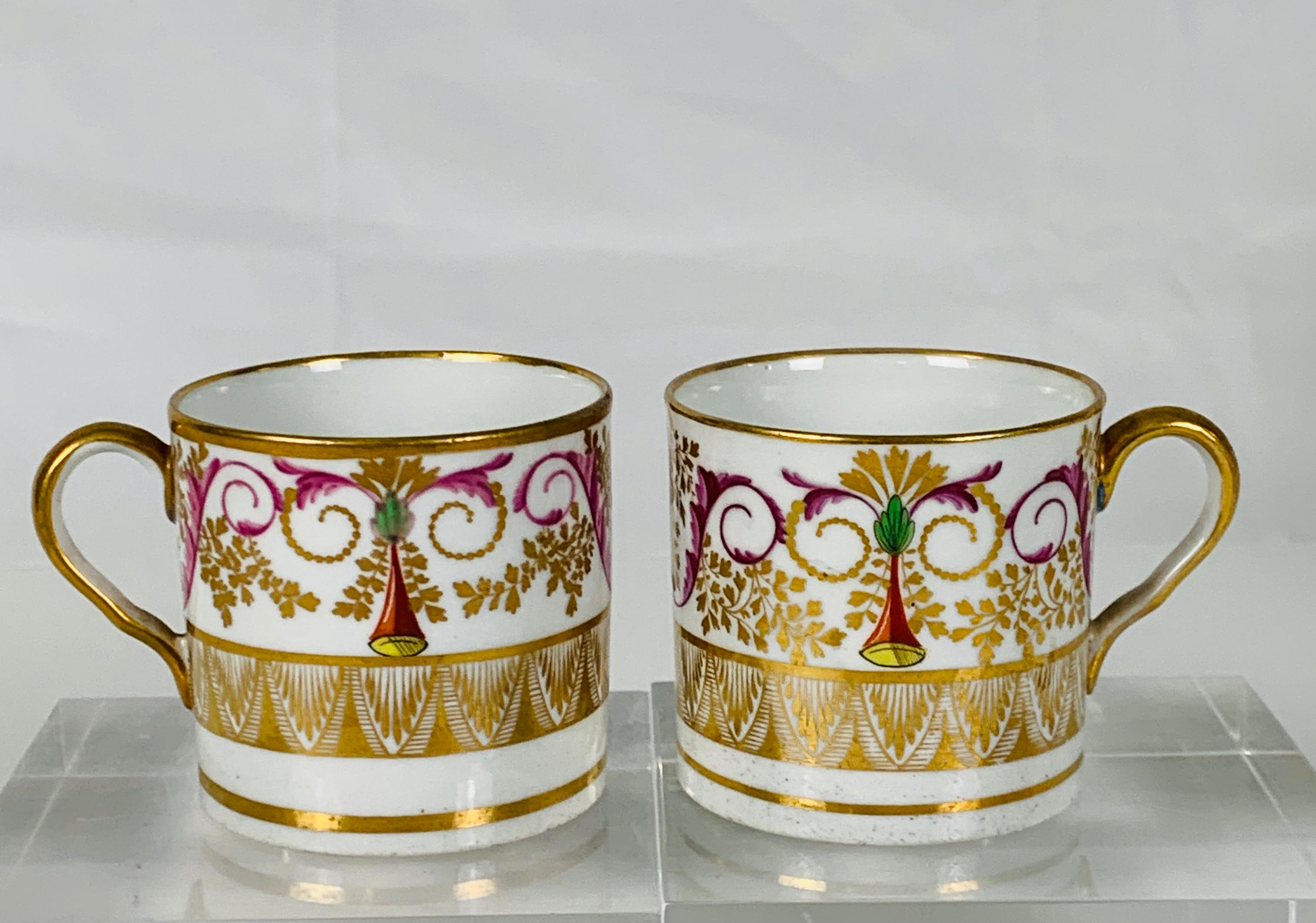 Porcelain From the Collection of Mario Buatta a Pair of Regency Period Coffee Cups