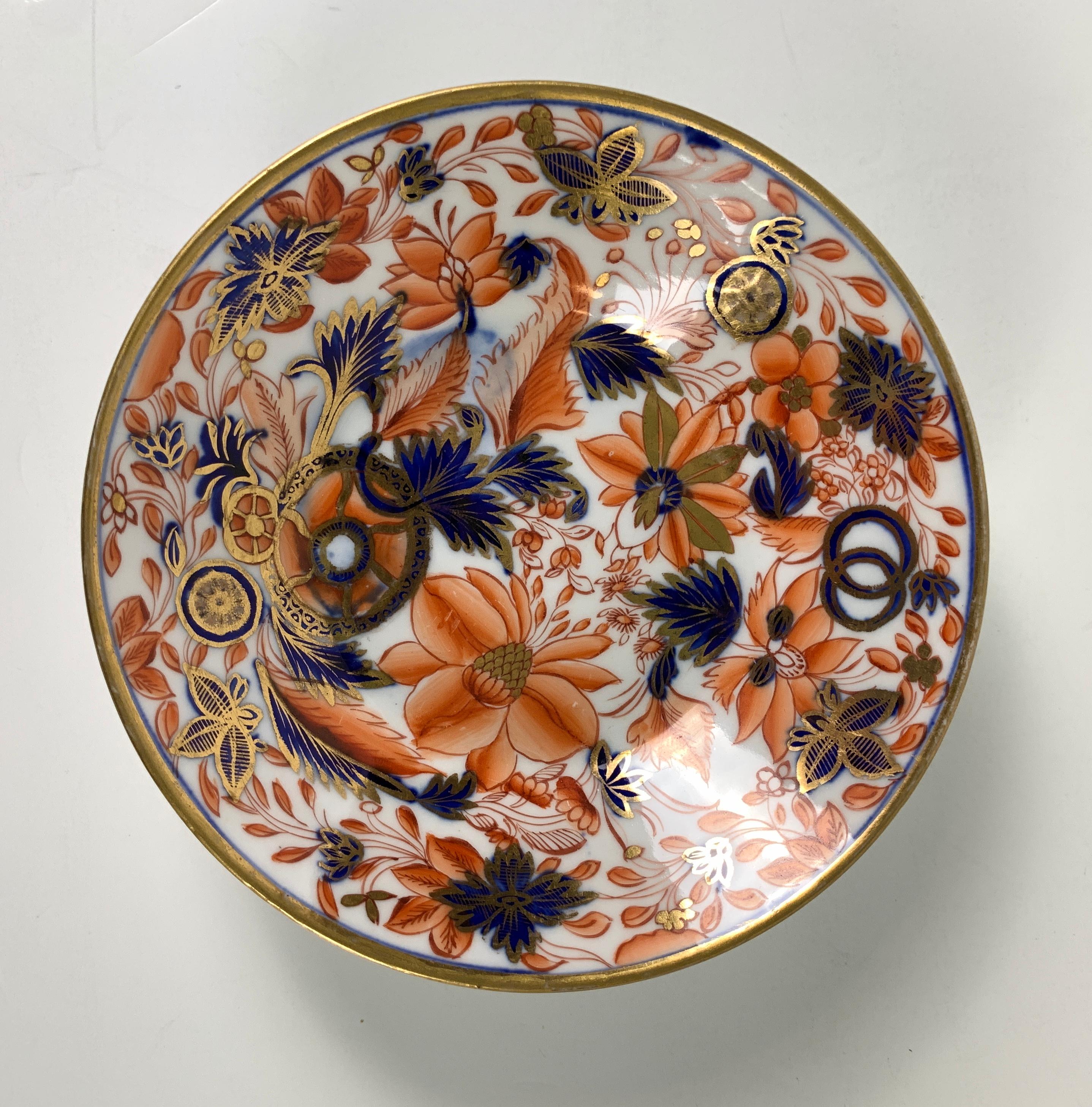Hand-Painted From the Collection of Mario Buatta a Set of Four Imari Tobacco Leaf Saucers