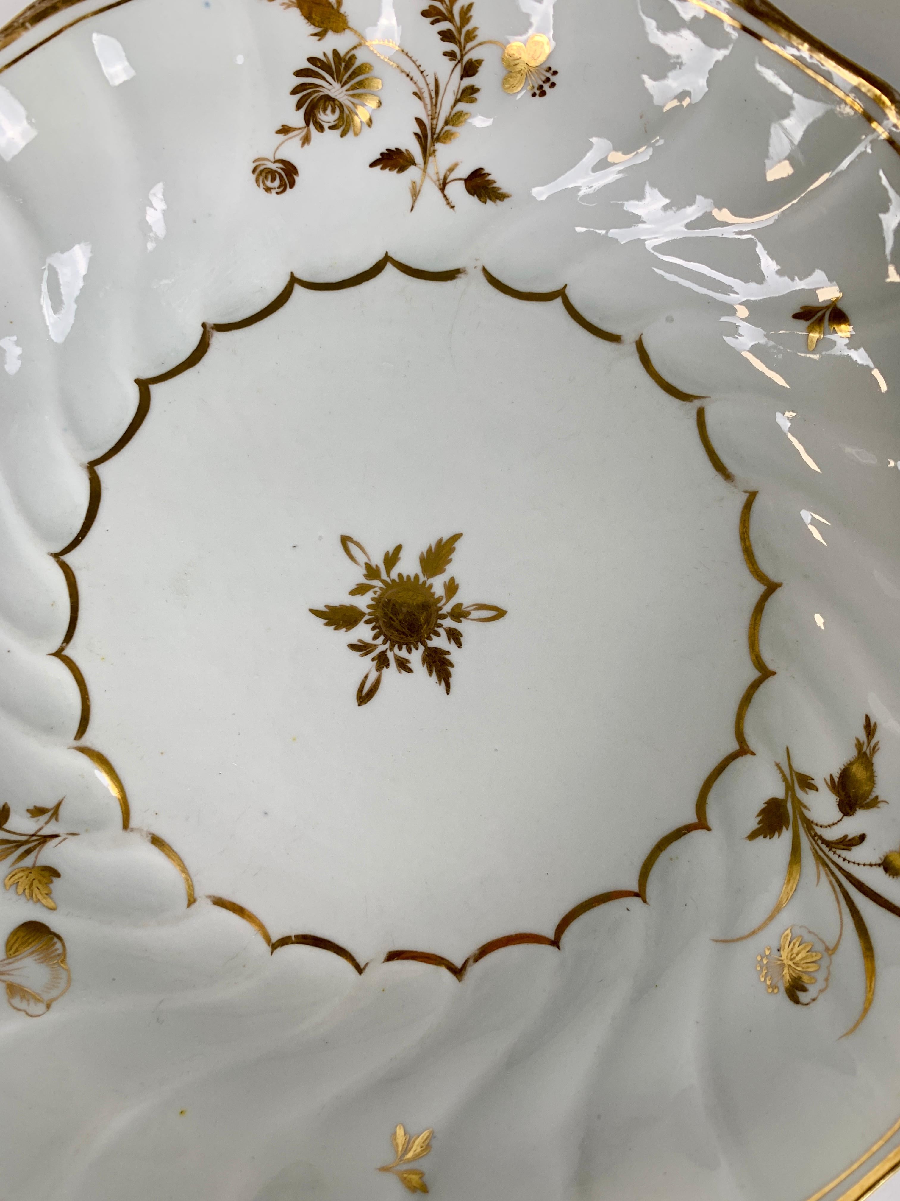 Regency From the Collection of Mario Buatta a White and Gold Fluted Dish, England c-1820