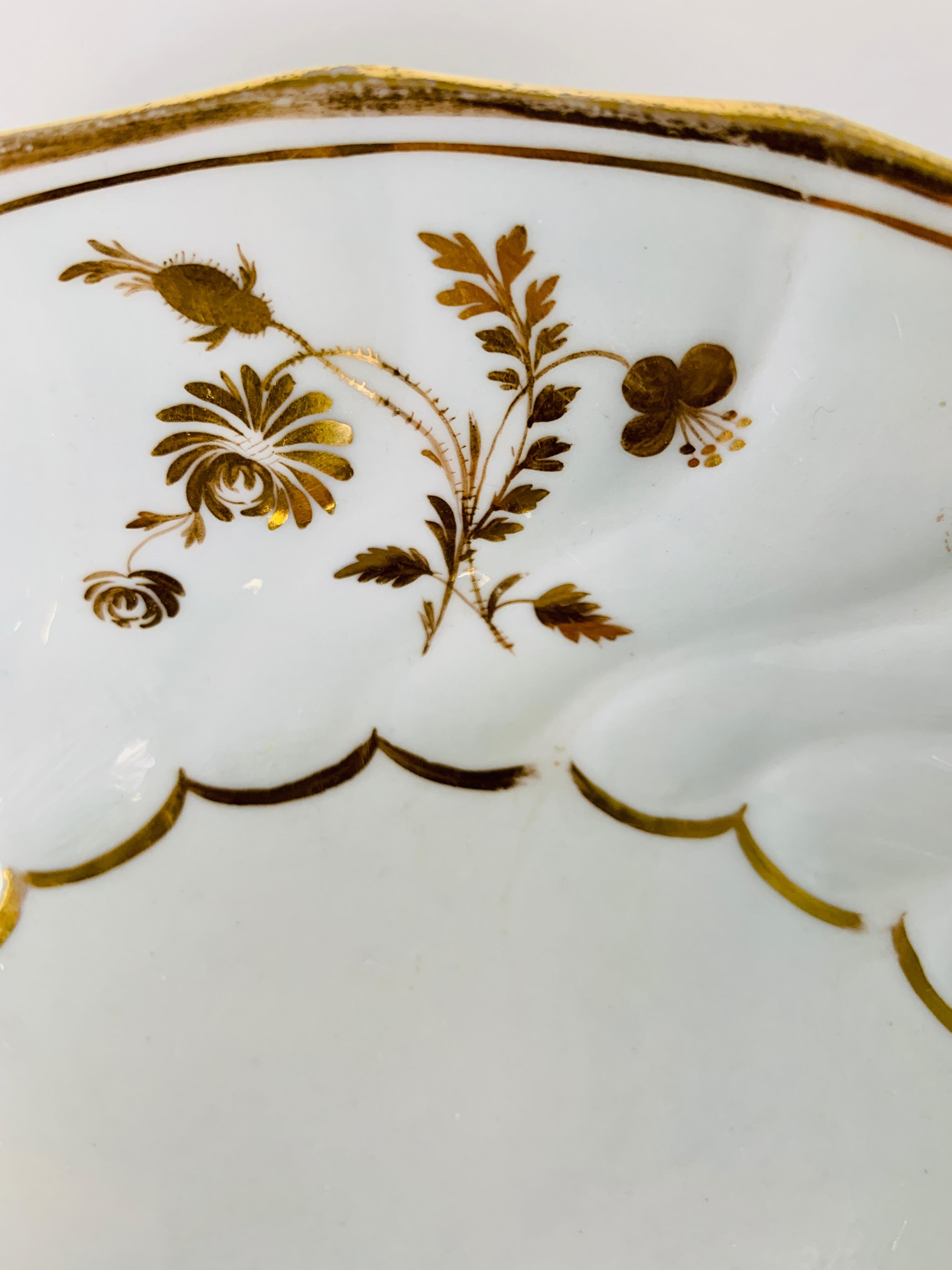 English From the Collection of Mario Buatta a White and Gold Fluted Dish, England c-1820