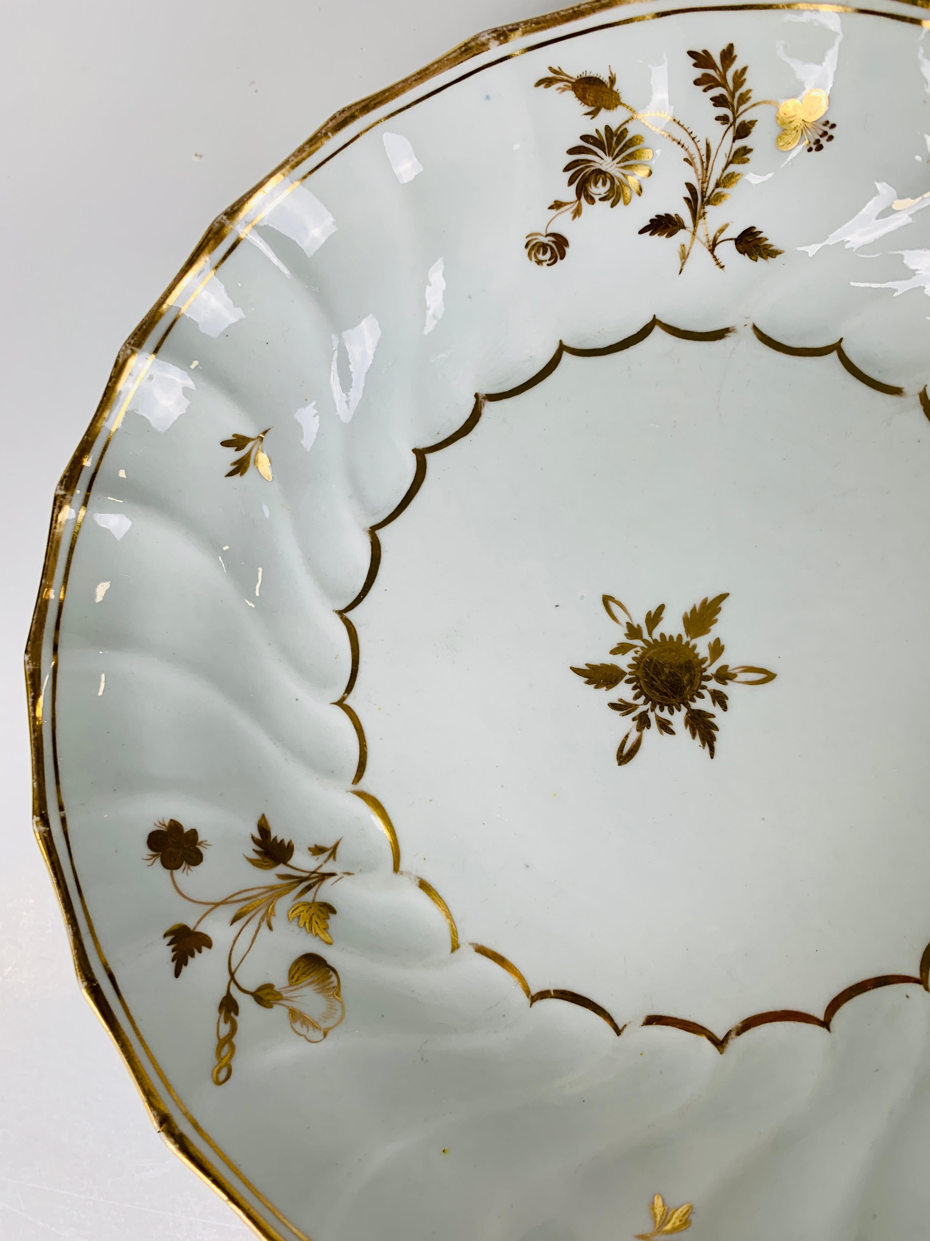 19th Century From the Collection of Mario Buatta a White and Gold Fluted Dish, England c-1820