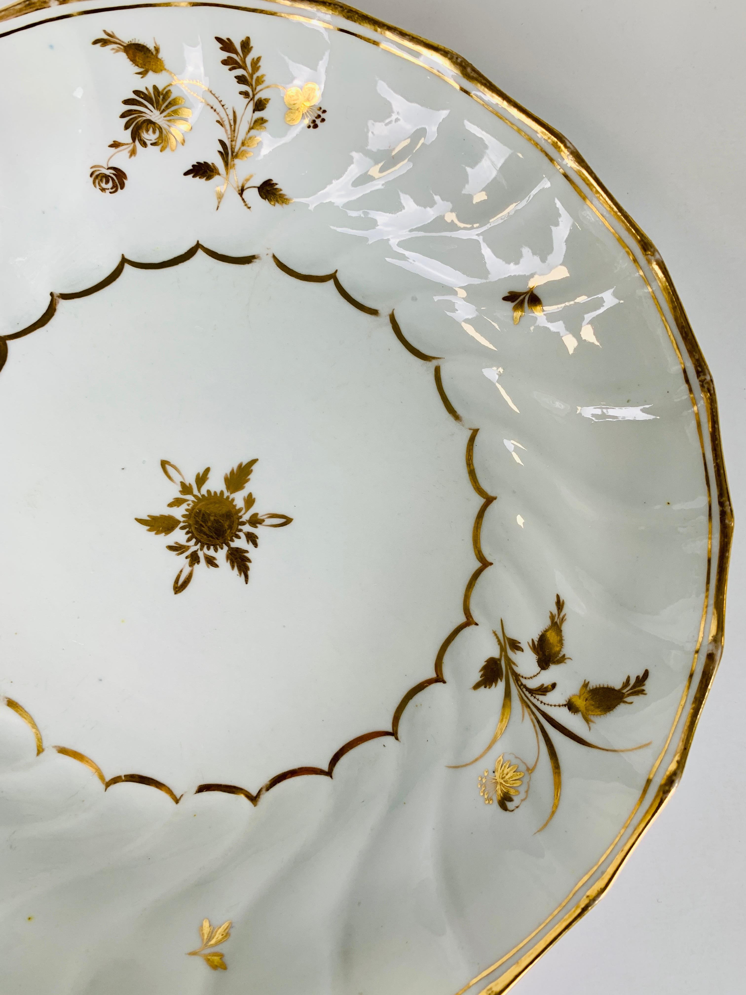 Porcelain From the Collection of Mario Buatta a White and Gold Fluted Dish, England c-1820