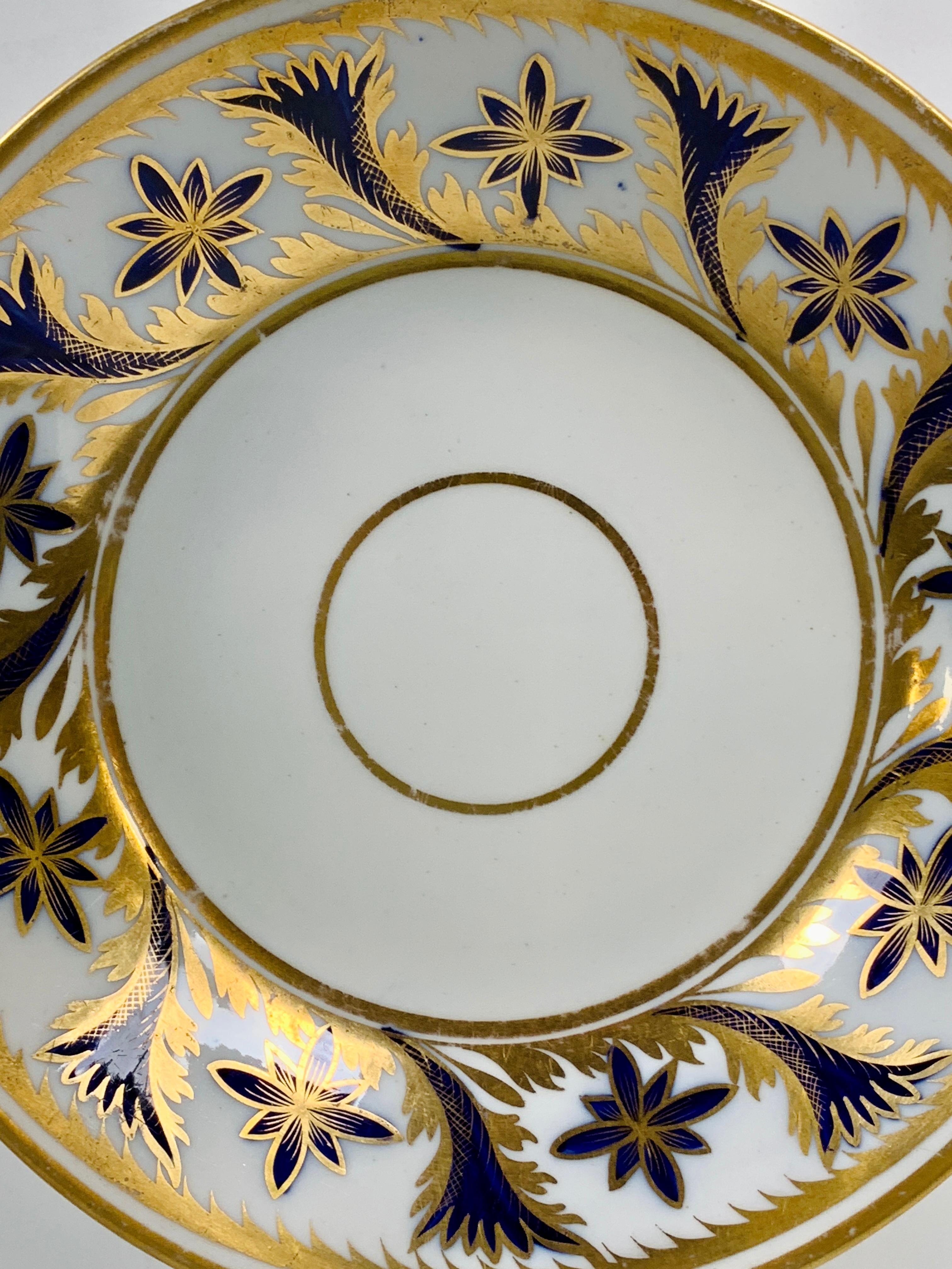 Regency From the Collection of Mario Buatta an English Dish with Blue & Gold Decoration For Sale
