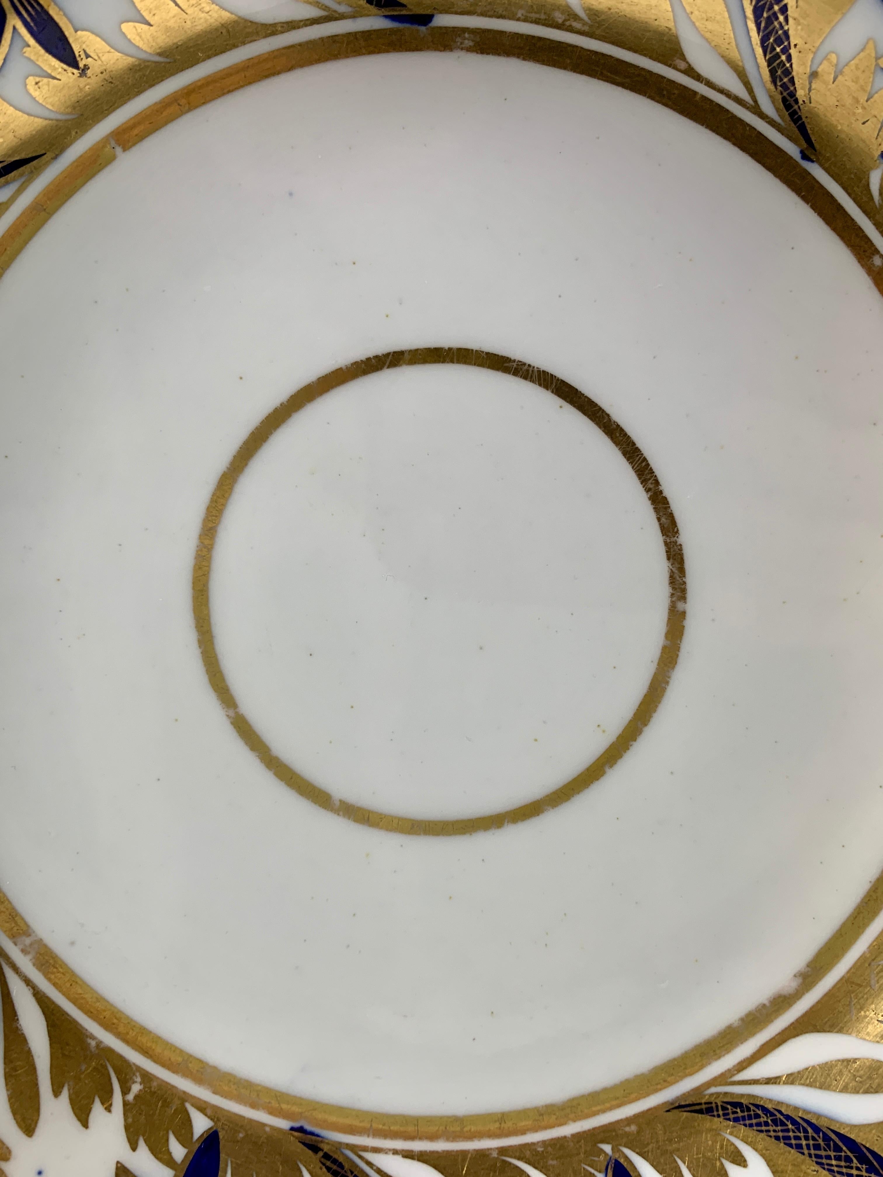 Hand-Painted From the Collection of Mario Buatta an English Dish with Blue & Gold Decoration For Sale