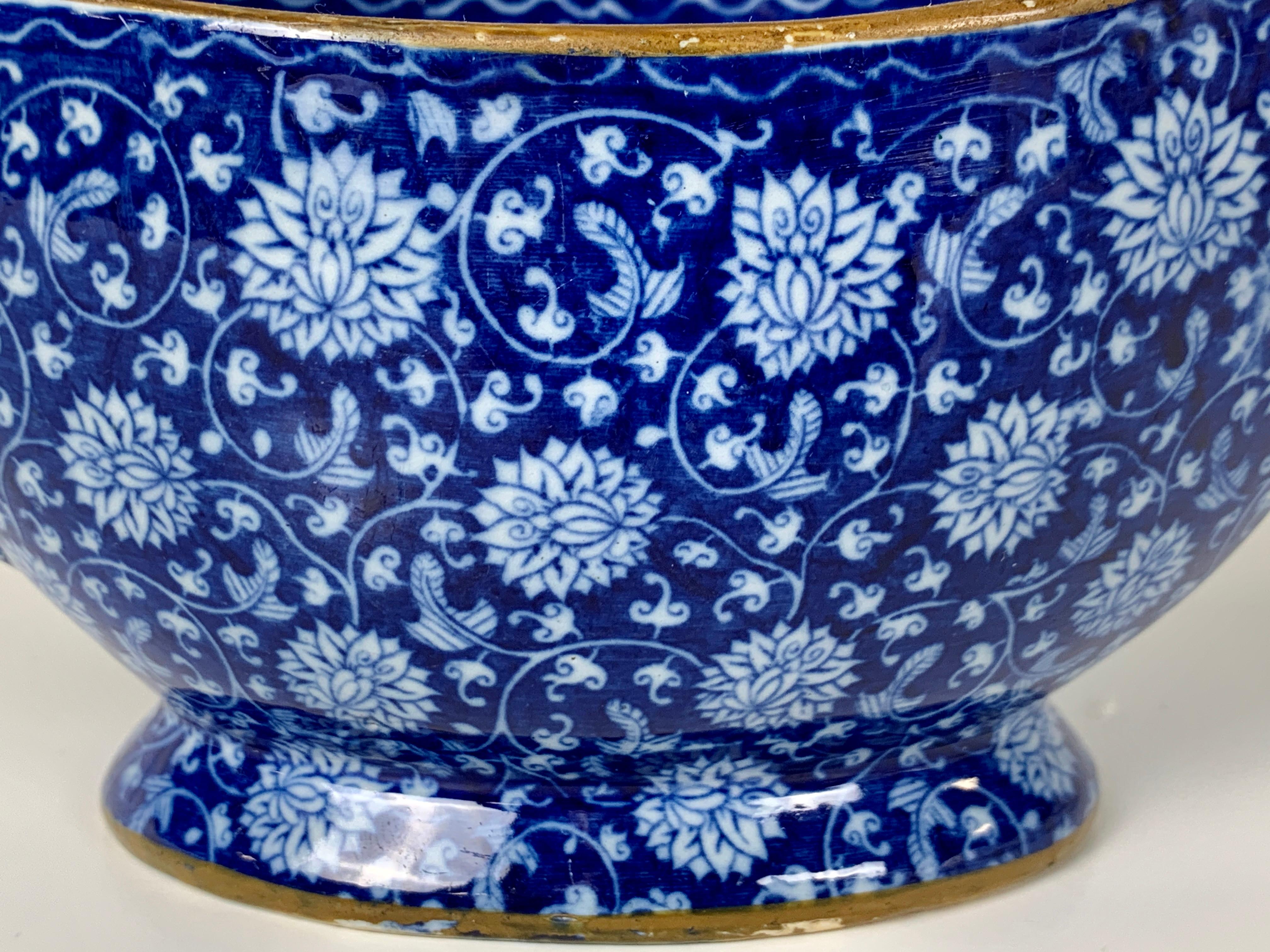 Regency From the Collection of Mario Buatta Blue & White Sauceboat Made England c-1820