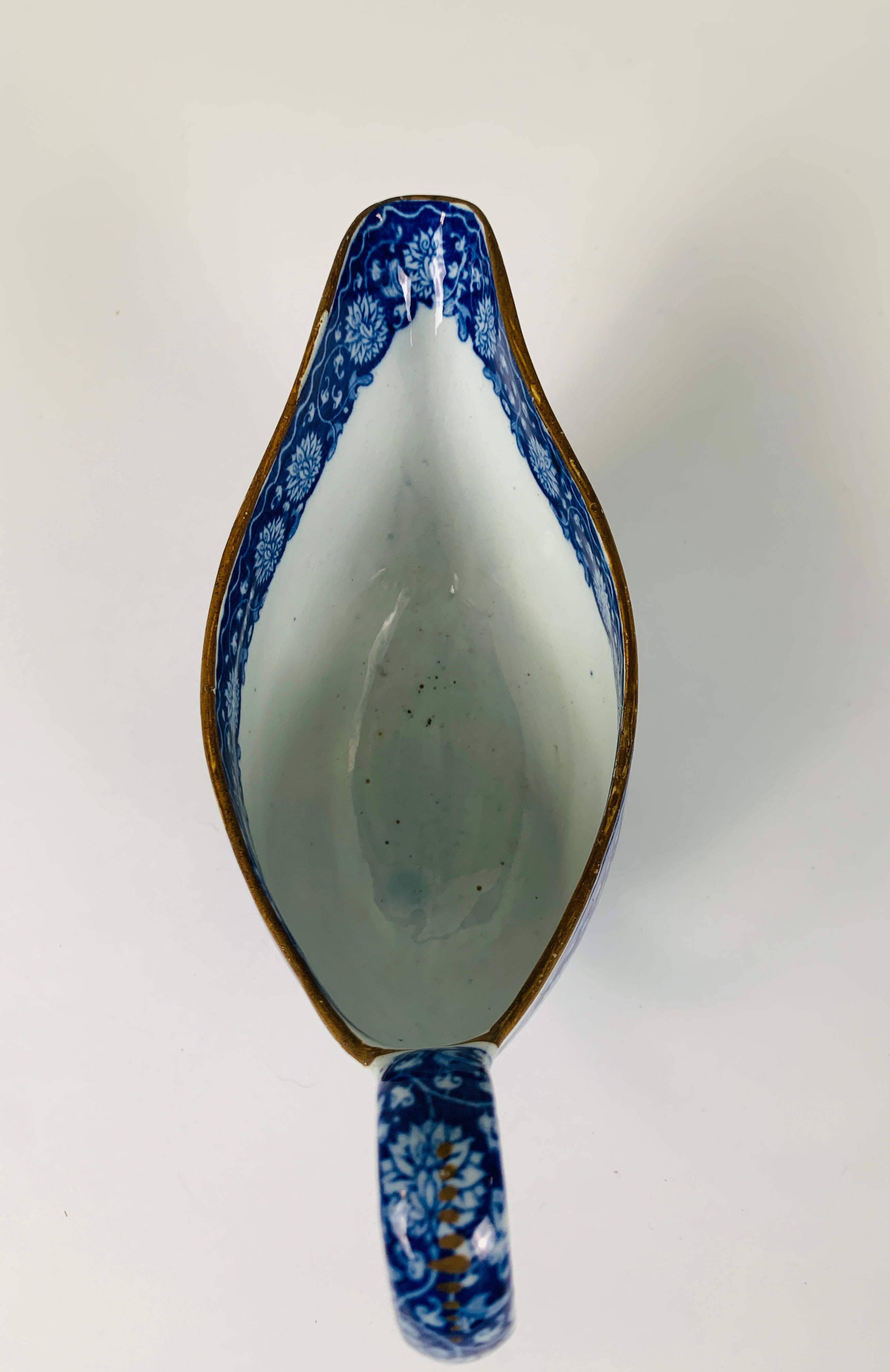 Earthenware From the Collection of Mario Buatta Blue & White Sauceboat Made England c-1820