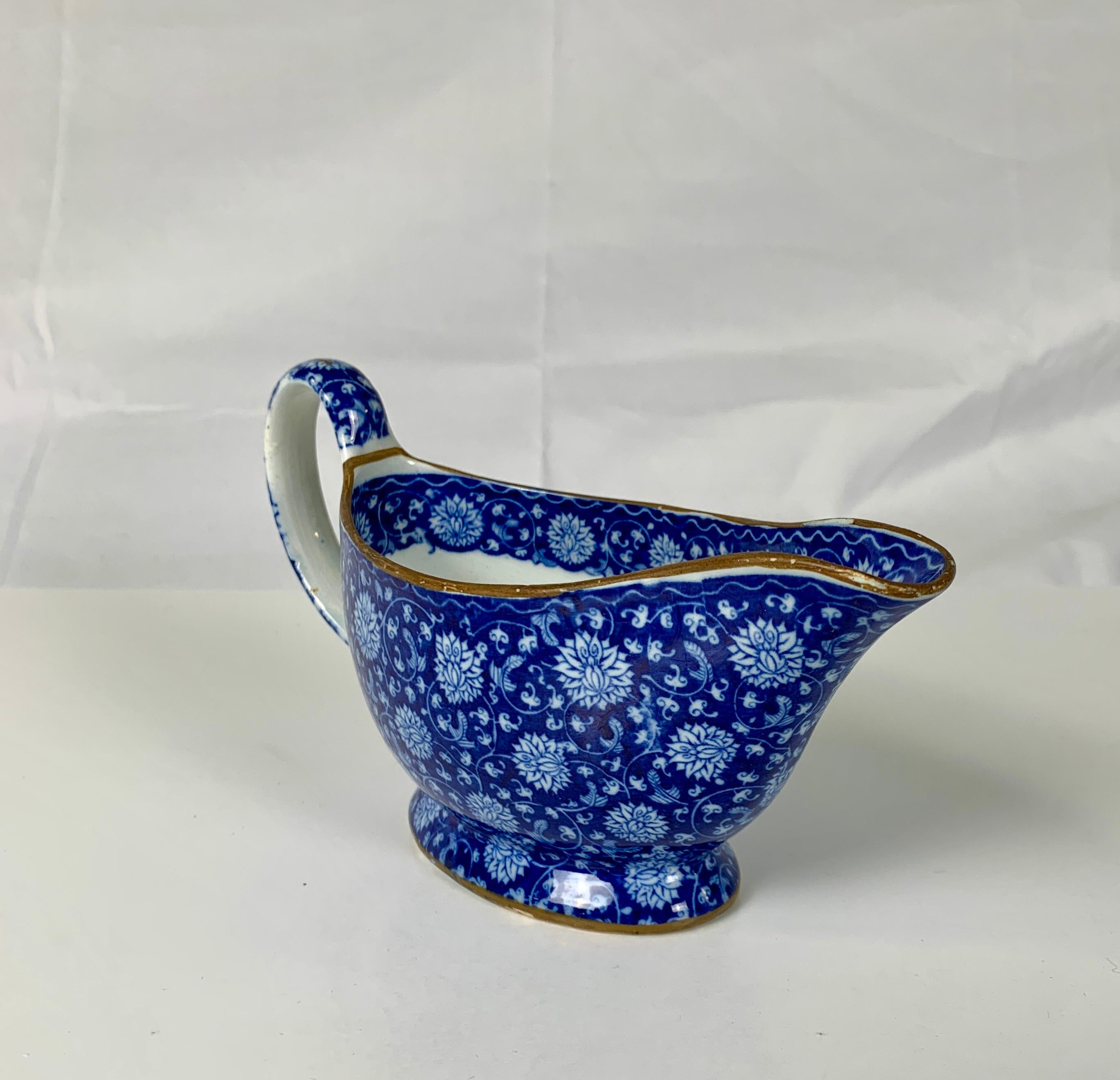 From the Collection of Mario Buatta Blue & White Sauceboat Made England c-1820 1