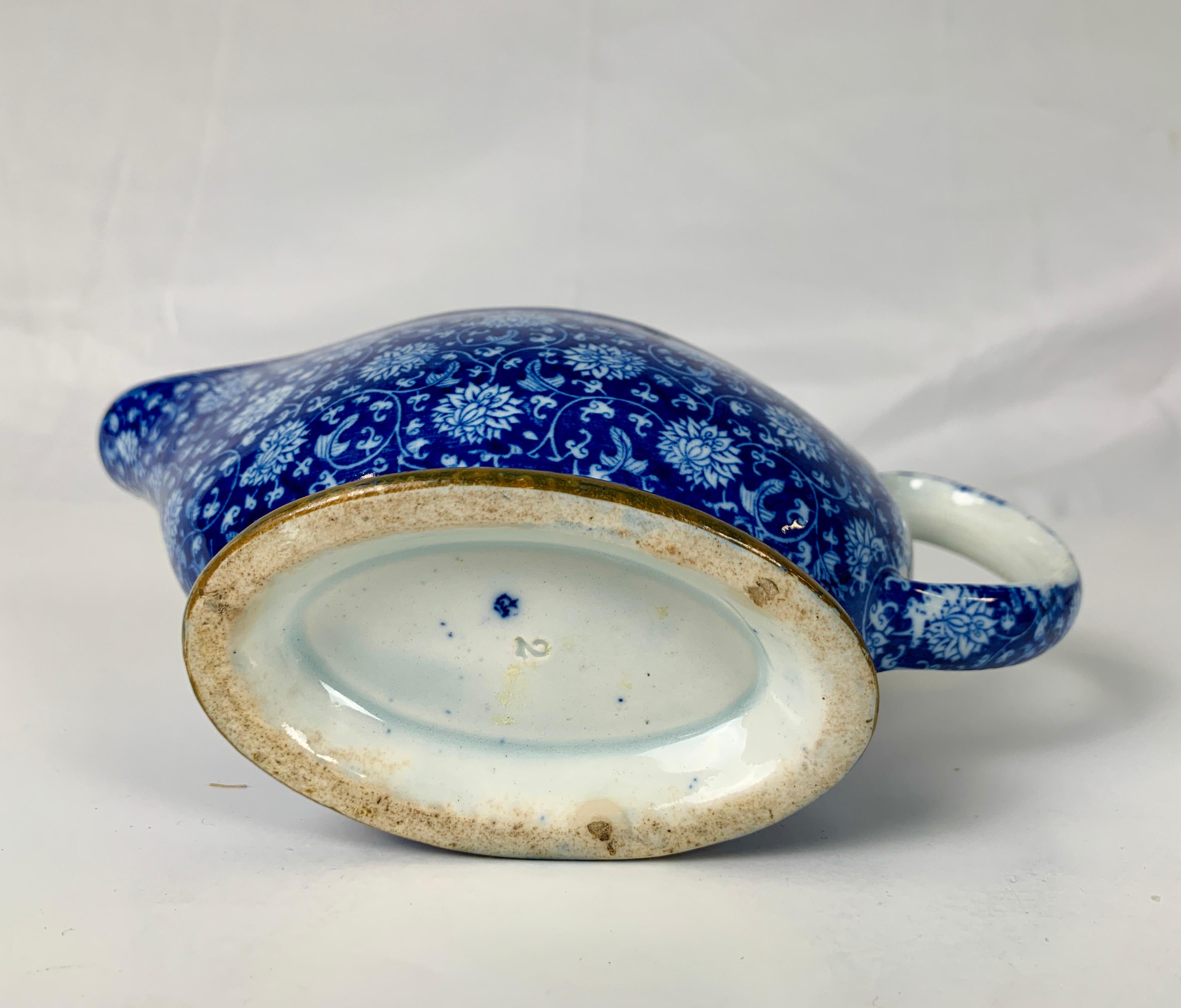 From the Collection of Mario Buatta Blue & White Sauceboat Made England c-1820 2