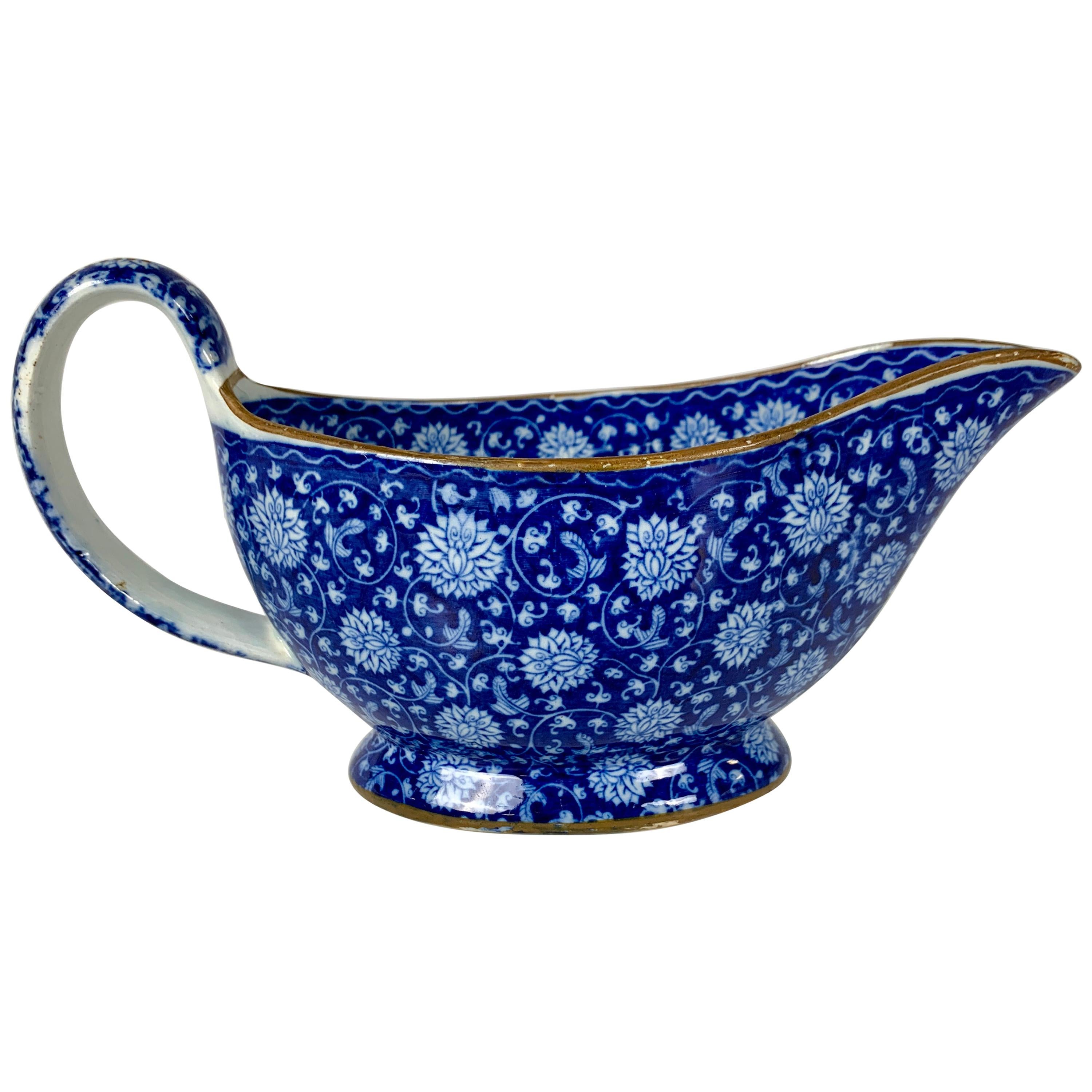 From the Collection of Mario Buatta Blue & White Sauceboat Made England c-1820