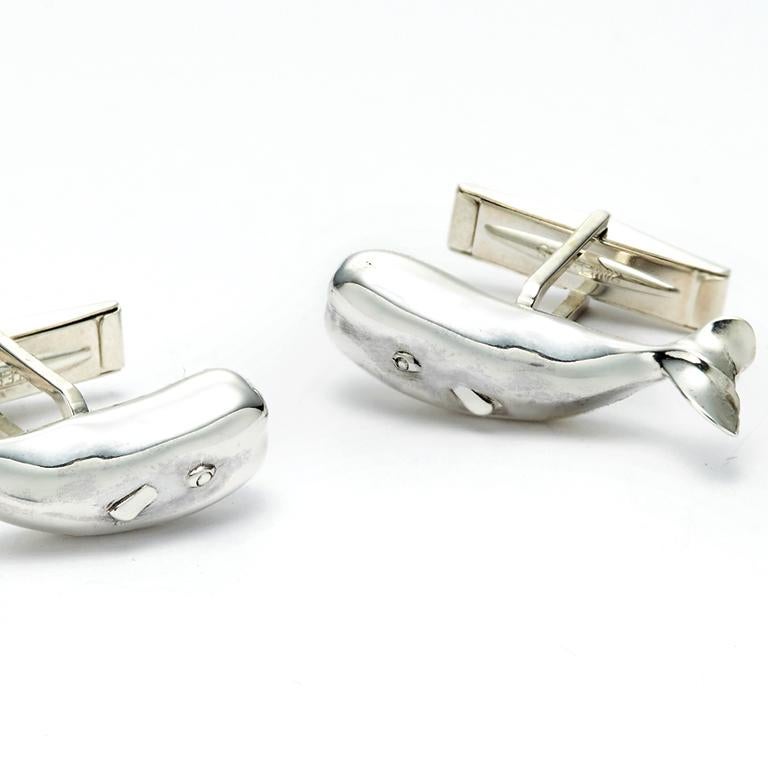 Artisan Susan Lister Locke Magnificent Moby Cufflinks in Sterling Silver  For Sale