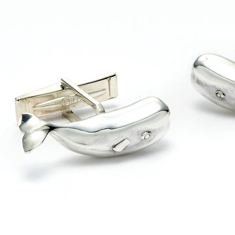 Susan Lister Locke Magnificent Moby Cufflinks in Sterling Silver  In New Condition For Sale In Nantucket, MA