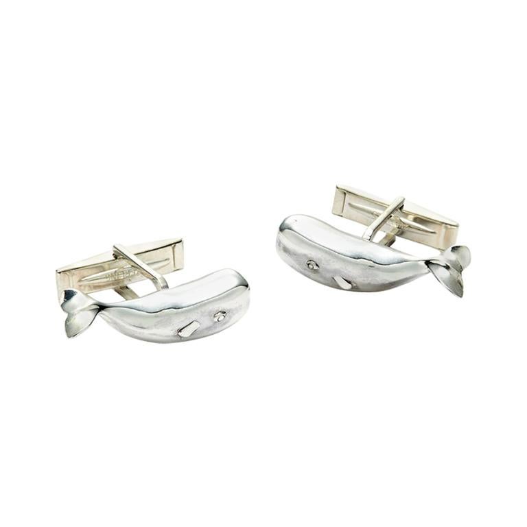 Susan Lister Locke Magnificent Moby Cufflinks in Sterling Silver  For Sale