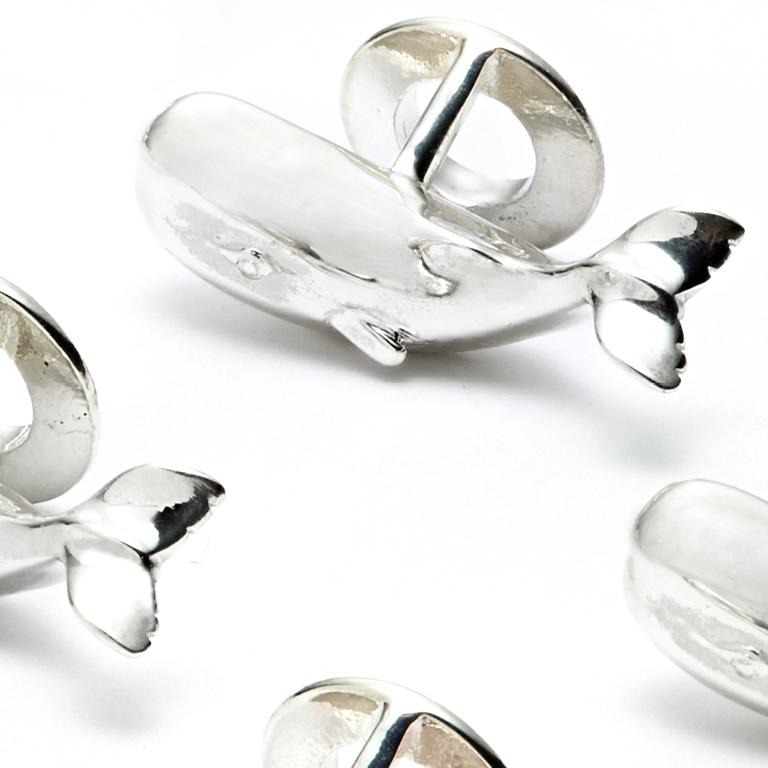 Susan Lister Locke Moby Tuxedo Studs in Sterling Silver Set of Four For Sale 2