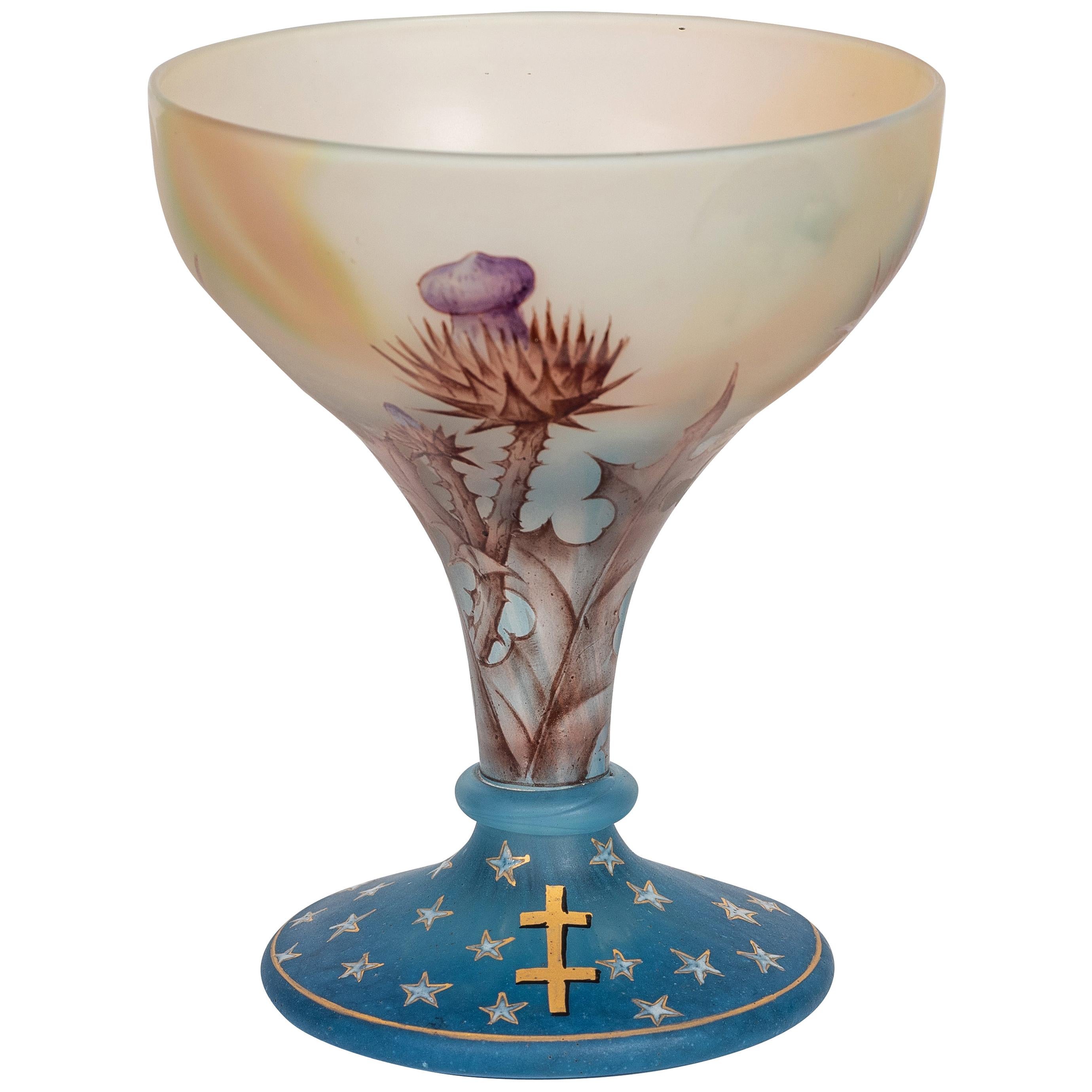 From the Pinhas Collection Daum Nancy Enamelled and Gilt Decorated Glass Goblet For Sale