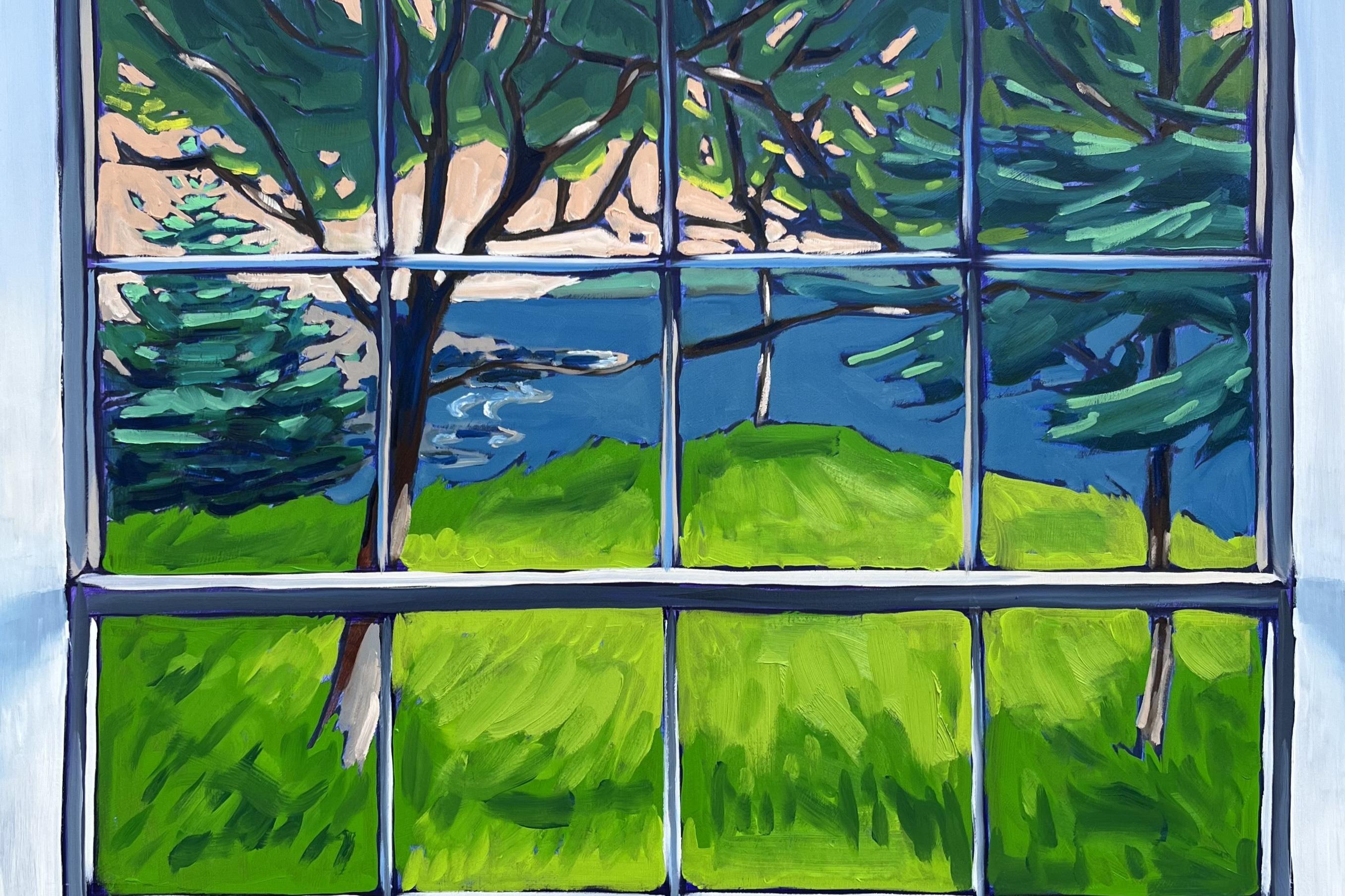 Organic Modern From the Window by James Mattison, 30x40, Oil on Wood Canvas, 2022 For Sale