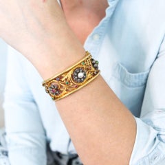 FROMENT-MEURICE 1890 Art Nouveau Bangle Bracelet 18Kt Gold With Gemstones