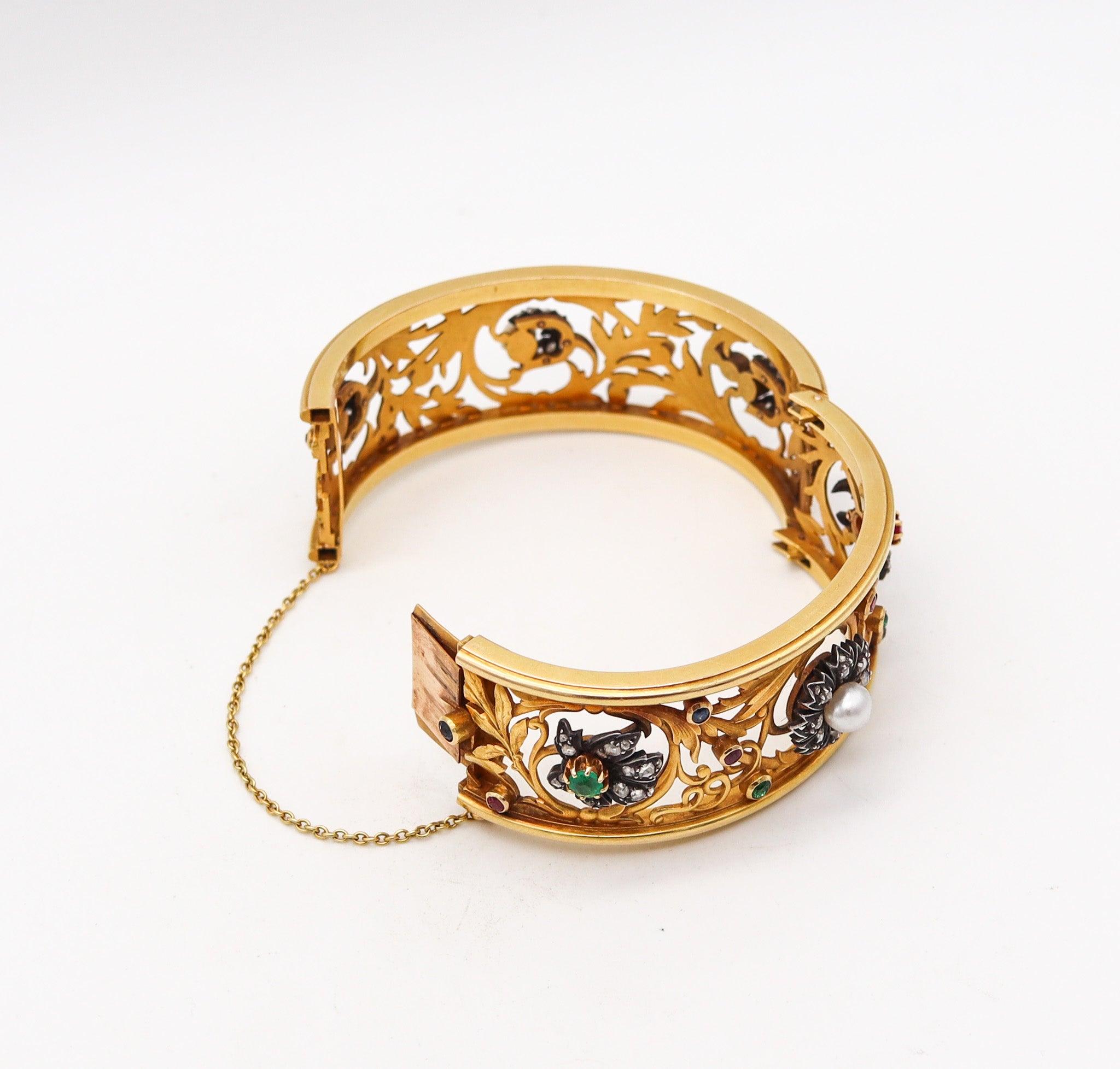 Donna FROMENT-Meurice 1890 Bracciale Art Nouveau in oro 18Kt con pietre preziose in vendita