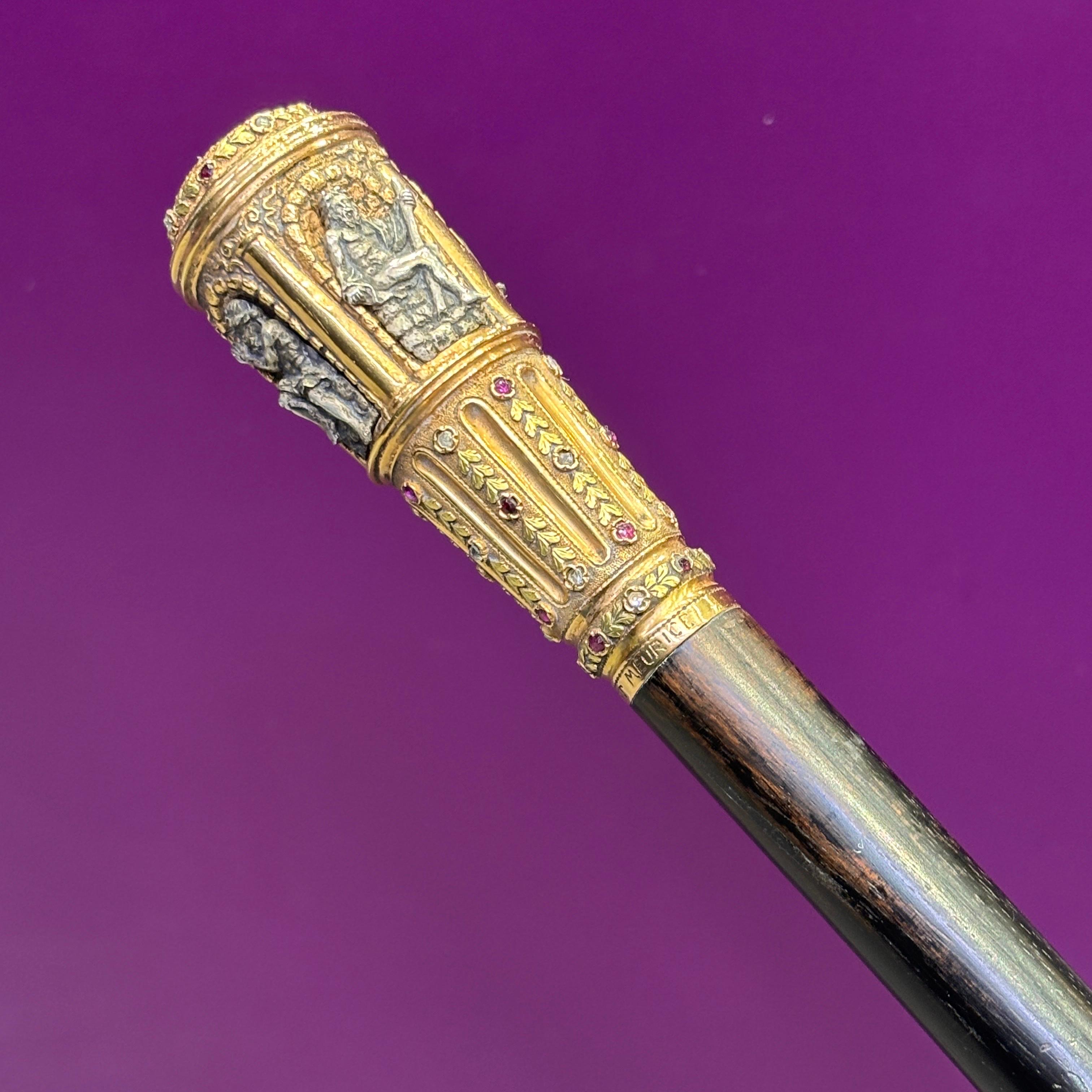 Froment-Meurice Canne ancienne à diamant et rubis pour les quatre rivières en vente 5