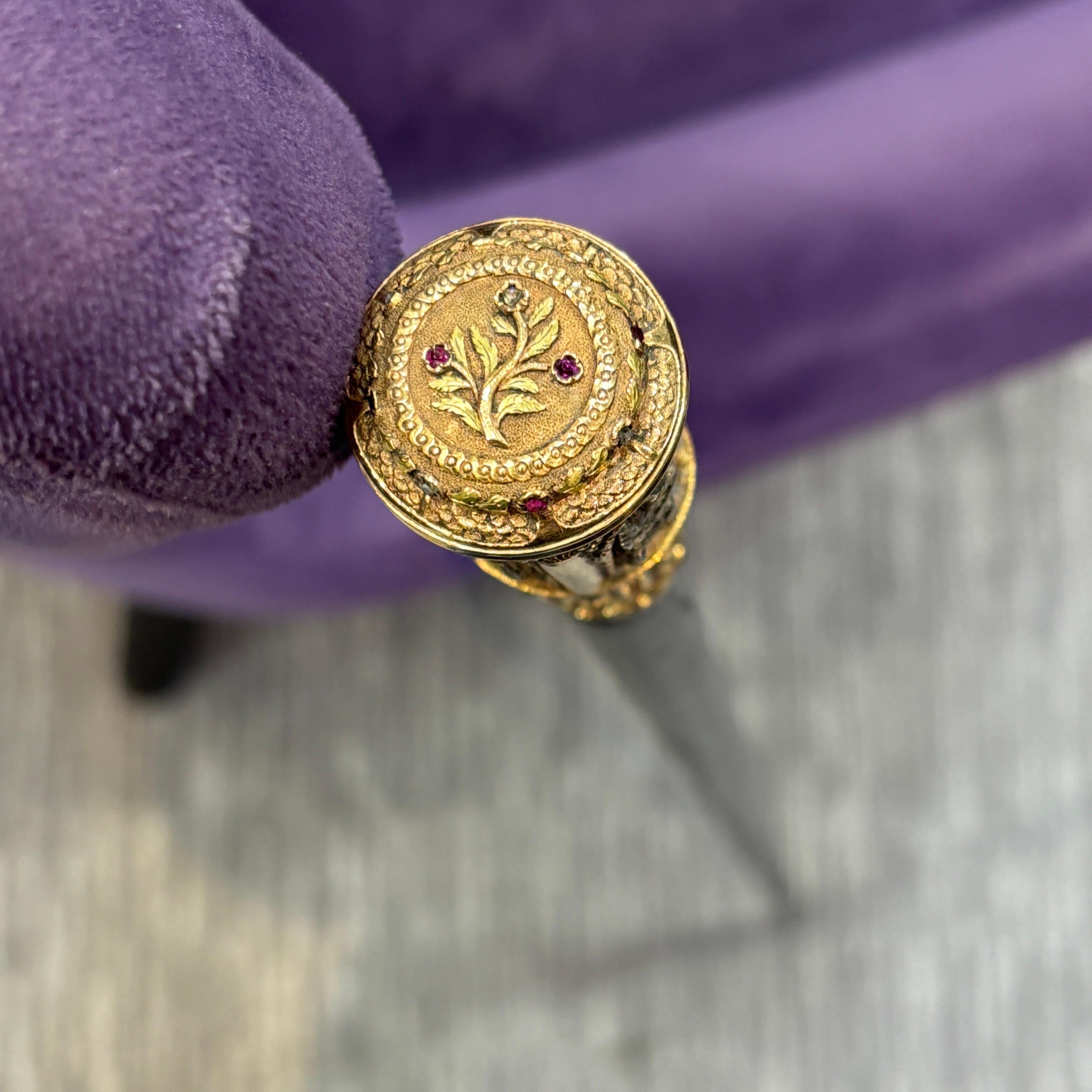 Froment-Meurice Canne ancienne à diamant et rubis pour les quatre rivières Unisexe en vente