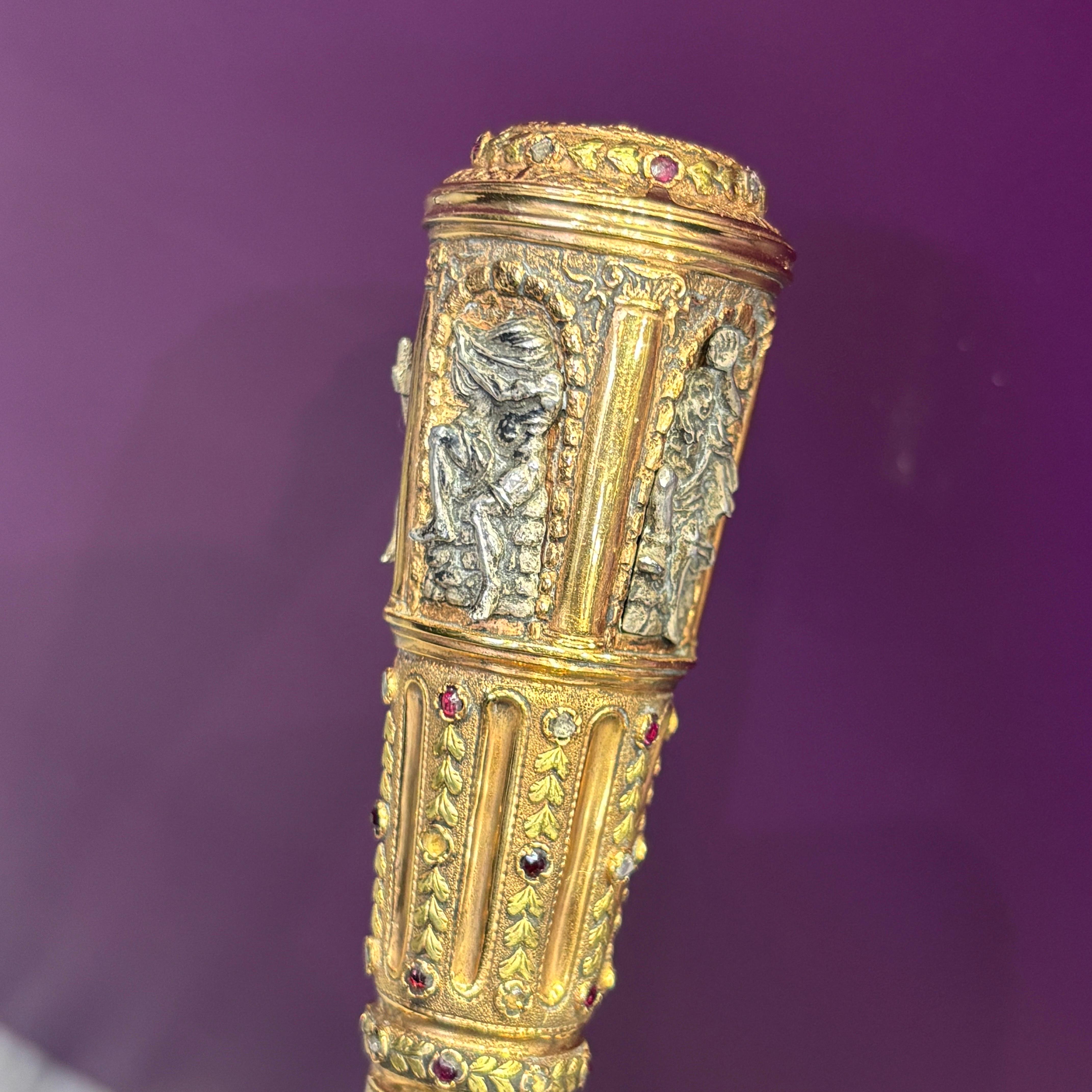 Froment-Meurice Canne ancienne à diamant et rubis pour les quatre rivières en vente 1