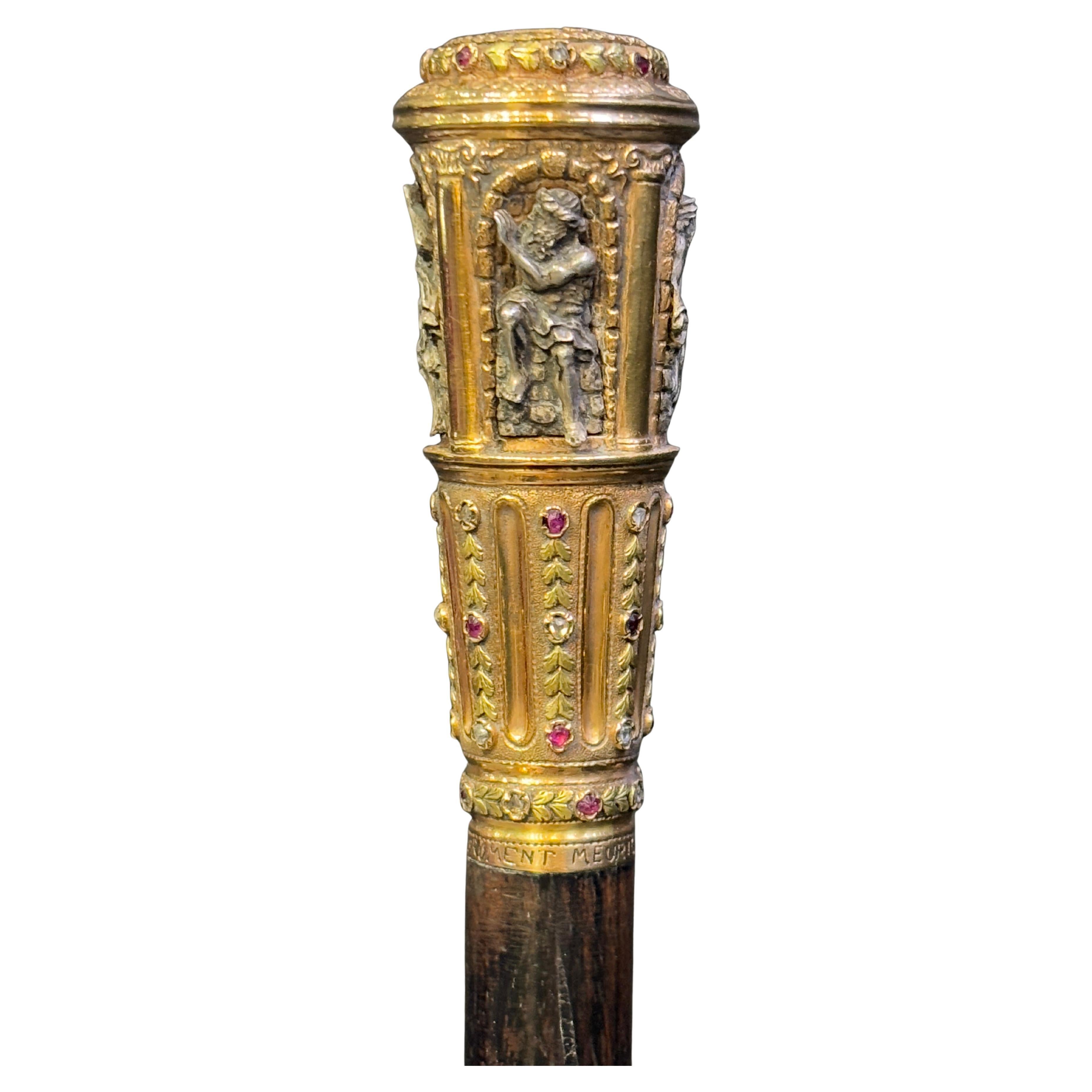 Froment-Meurice Canne ancienne à diamant et rubis pour les quatre rivières en vente