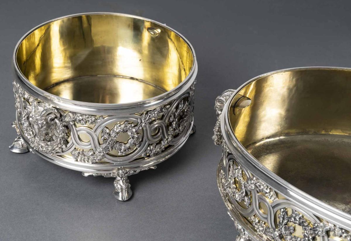 FROMENT-MEURICE Important centre de table en argent massif en trois parties. 19ème siècle en vente 5