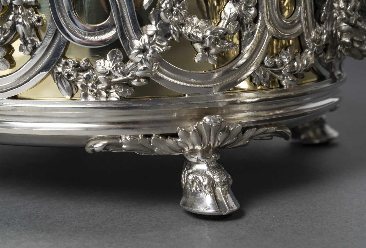 Français FROMENT-MEURICE Important centre de table en argent massif en trois parties. 19ème siècle en vente