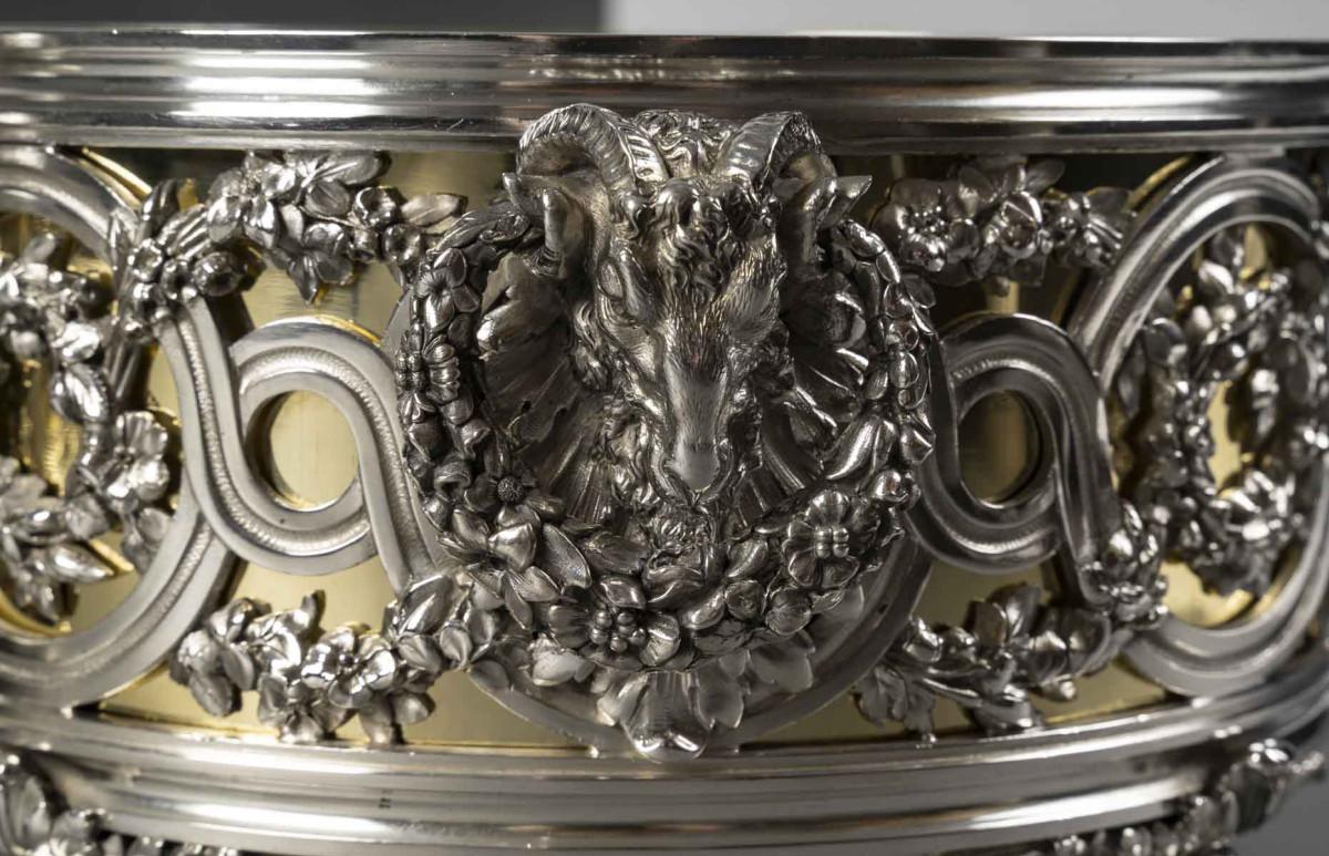 FROMENT-MEURICE Important centre de table en argent massif en trois parties. 19ème siècle en vente 1